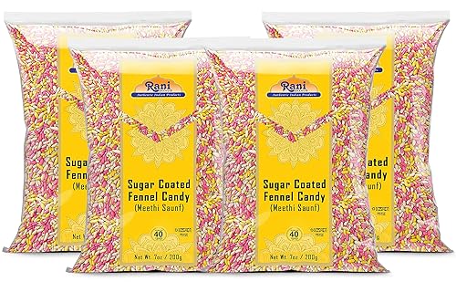 Rani - Caramelo de hinojo recubierto de azúcar 7 onzas 705oz paquete de 4 28 onzas en total Golosina digestiva india después de la comida vegano