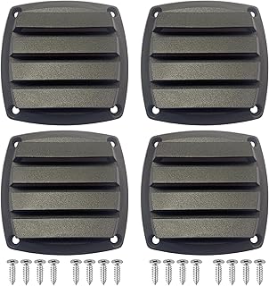 Marine Boat Square Air Vent,Black Louver Ventilation Grille,Free Stainless Steel Screws(4 Pcs)