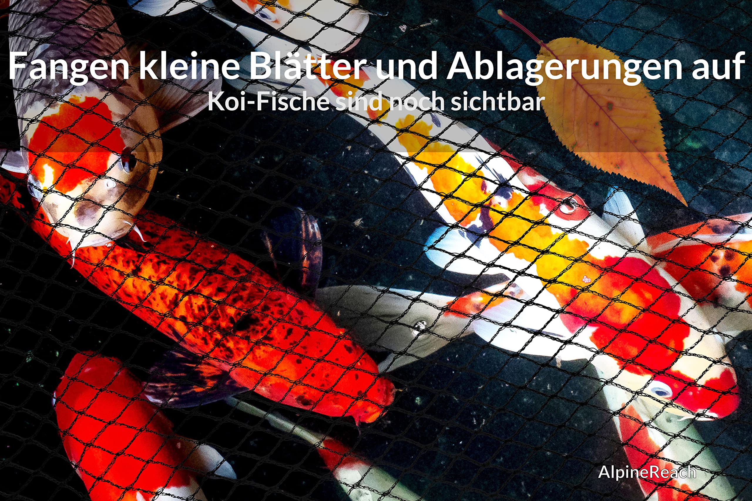 AlpineReach 4,5m x 6m Teichnetz & Erdanker aus Stahl - feinmaschig (10x10mm) Vogelschutznetz Vogelnetz, Netz für Blätter, Schützt Koifische vor Blaureihern, Vögeln UV eständig Schwarz Wiederverwendbar