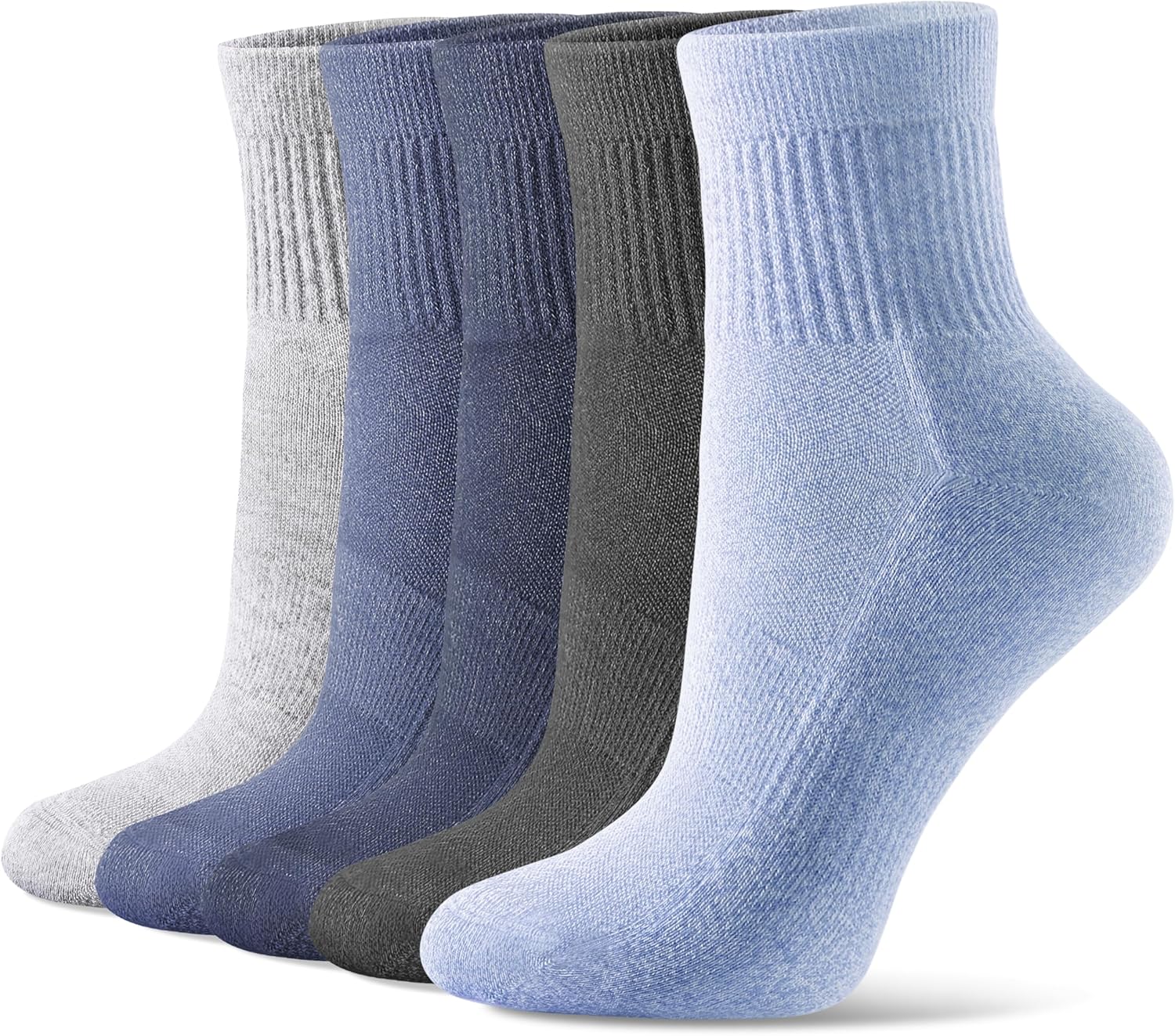 CS CELERSPORT 5 Pairs Mini Crew Ankle Socks Cushioned Running Casual Socks for Women and Men