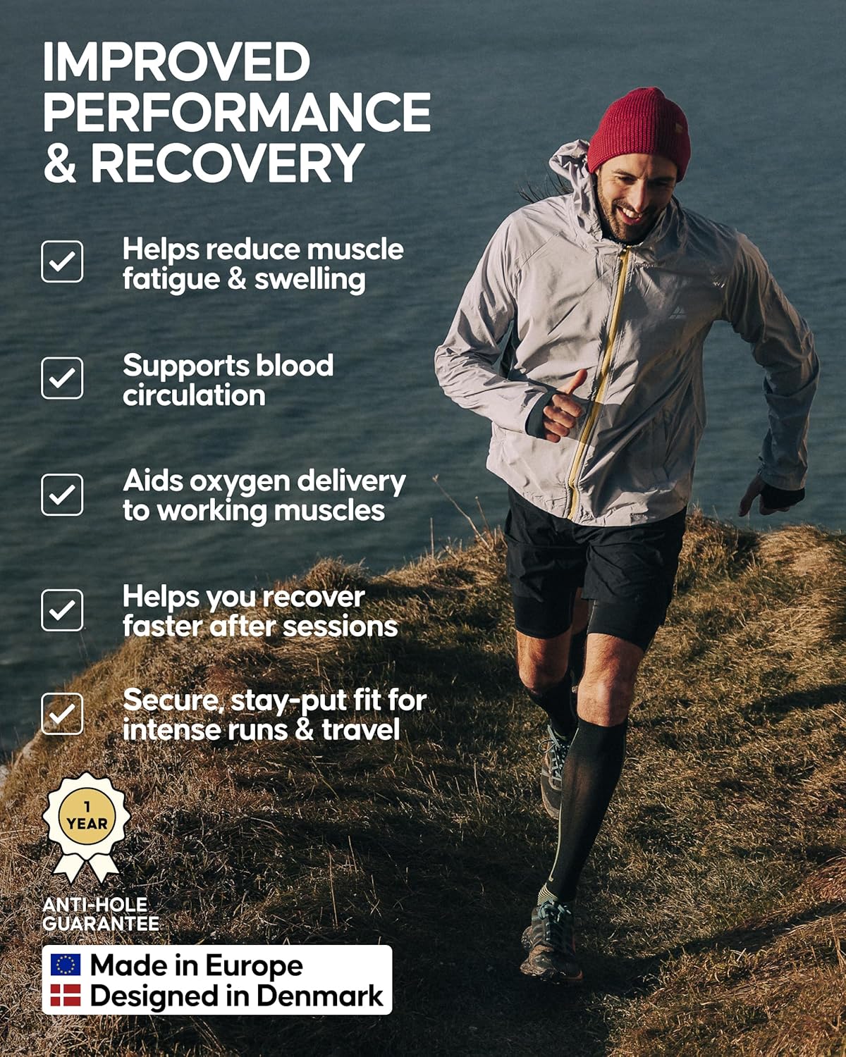 DANISH ENDURANCE 21-26 mmHg Compression Socks | Graduated Support & Faster Recovery | Running & Travel | Unisex 1 & 2 Pack - Image 3