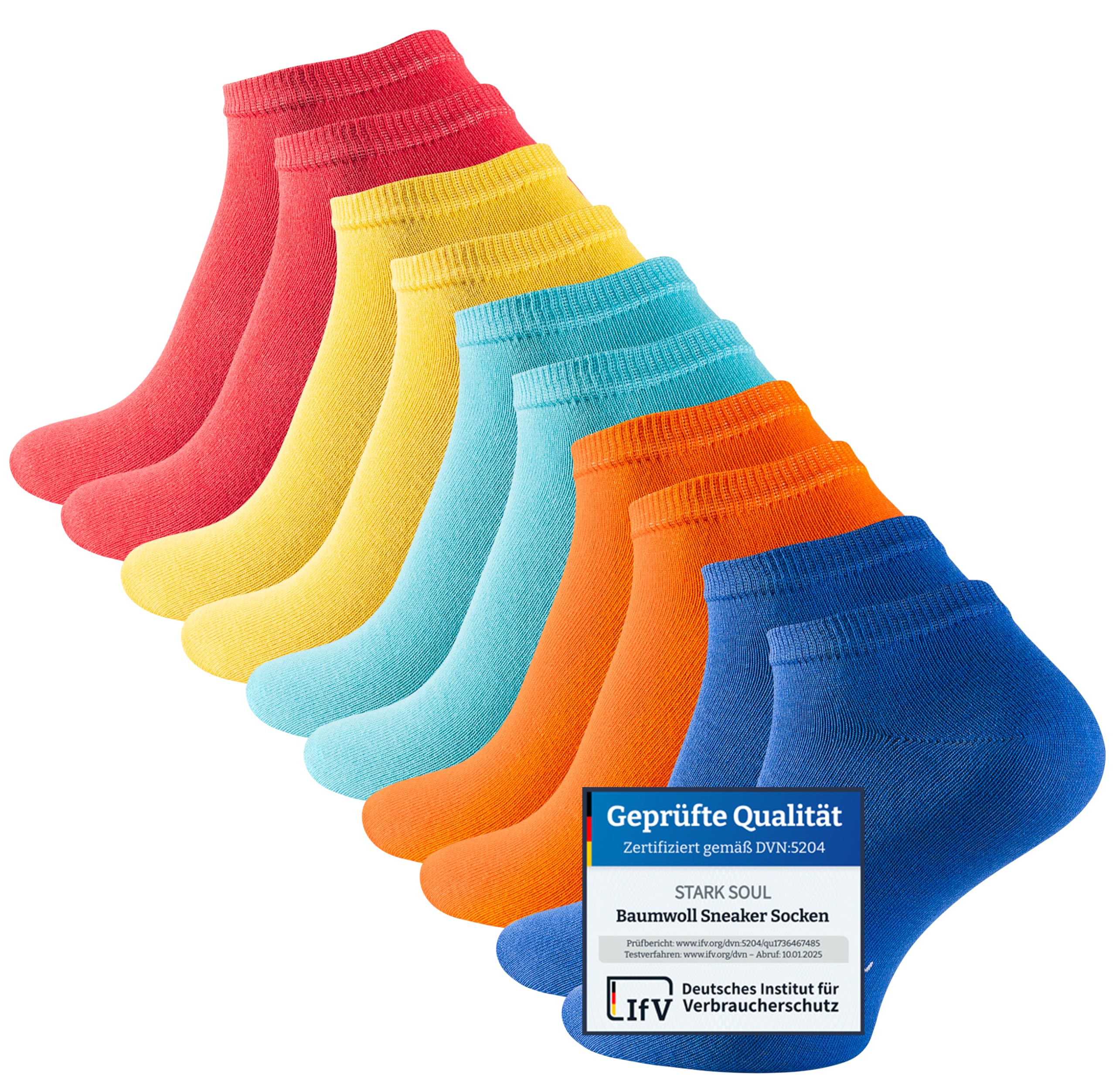 Stark Soul Men's 10 Pairs - Fun Colours Sneaker Socks, 10 Pairs-Fun Colours, 43-46