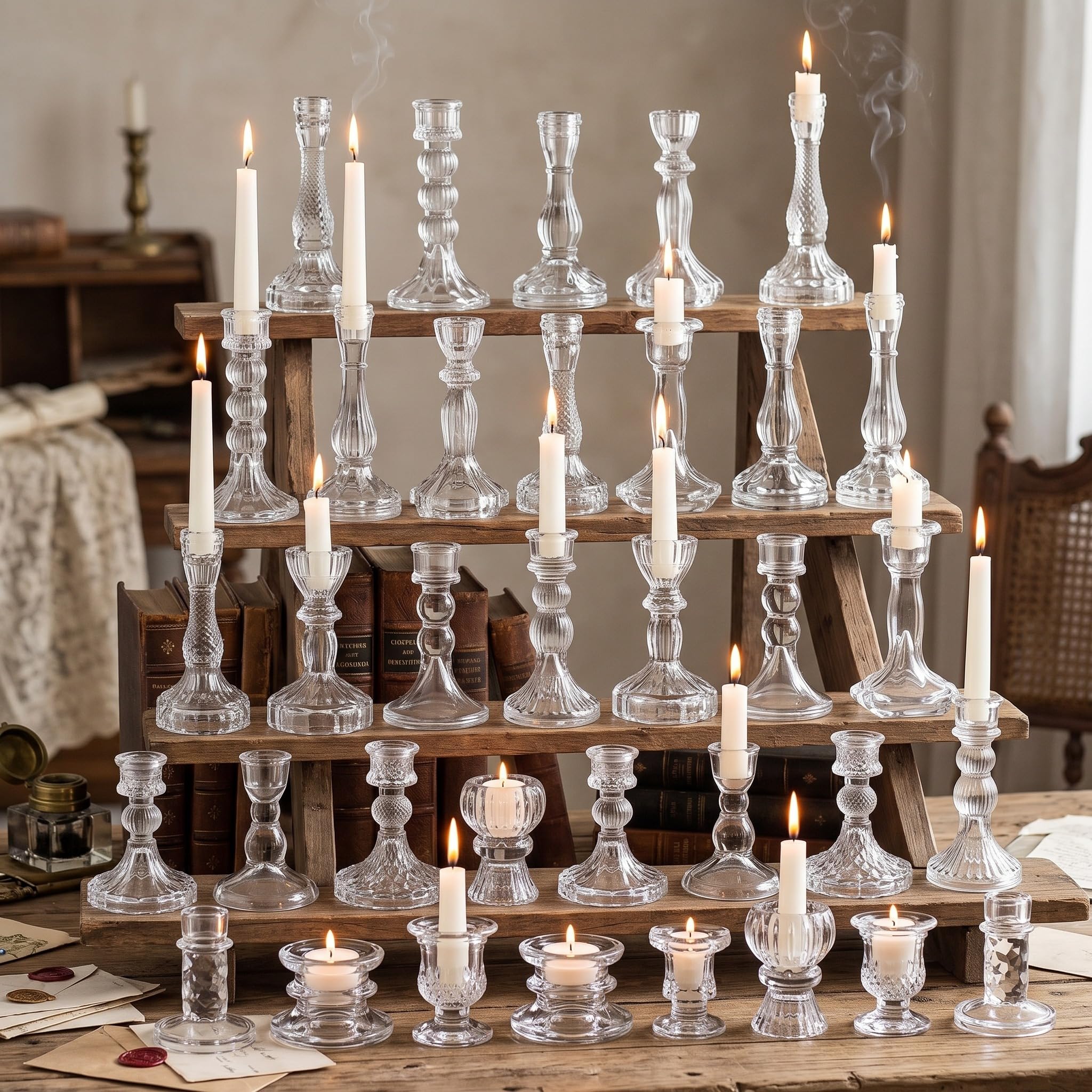 Photo 1 of Mumufy 36 Pcs Glass Crystal Taper Candle Holders