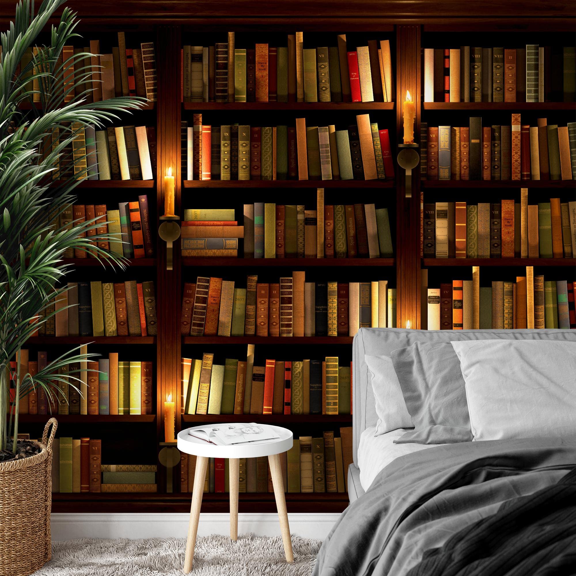 Runa Art Fototapeten 396 x 280 cm Bibliothek - Vlies Wanddekoration Wohnzimmer Schlafzimmer - Deutsche Manufaktur - Braun 9058012a