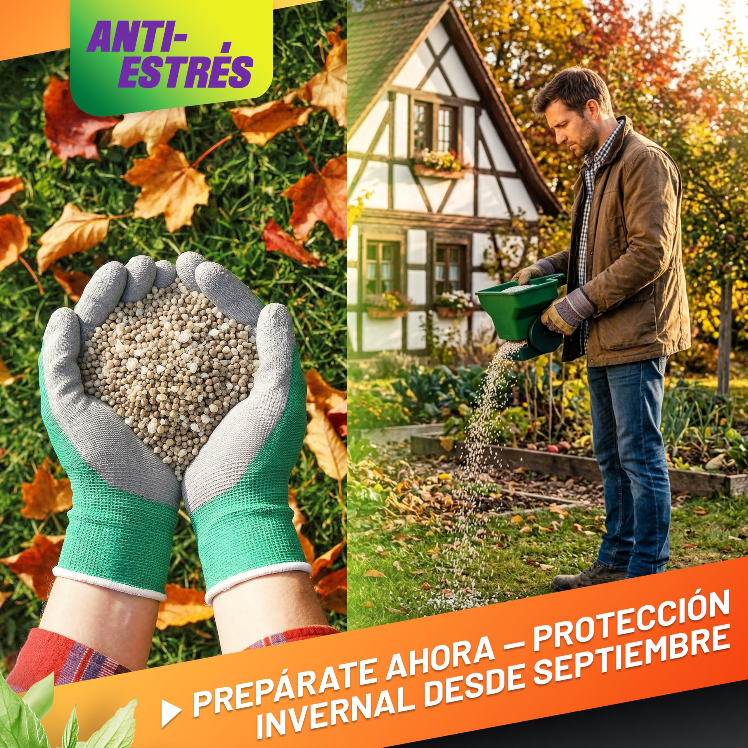 GRÜNTEK Abono Césped Otoño Invierno Verano Anti-Estrés NPK 15-5-24 – Fertilizante Césped Larga Duración 3 Meses, Protección Calor Sequía Heladas – Abono Universal Jardín Tomates Fresas Rosales 5 kg