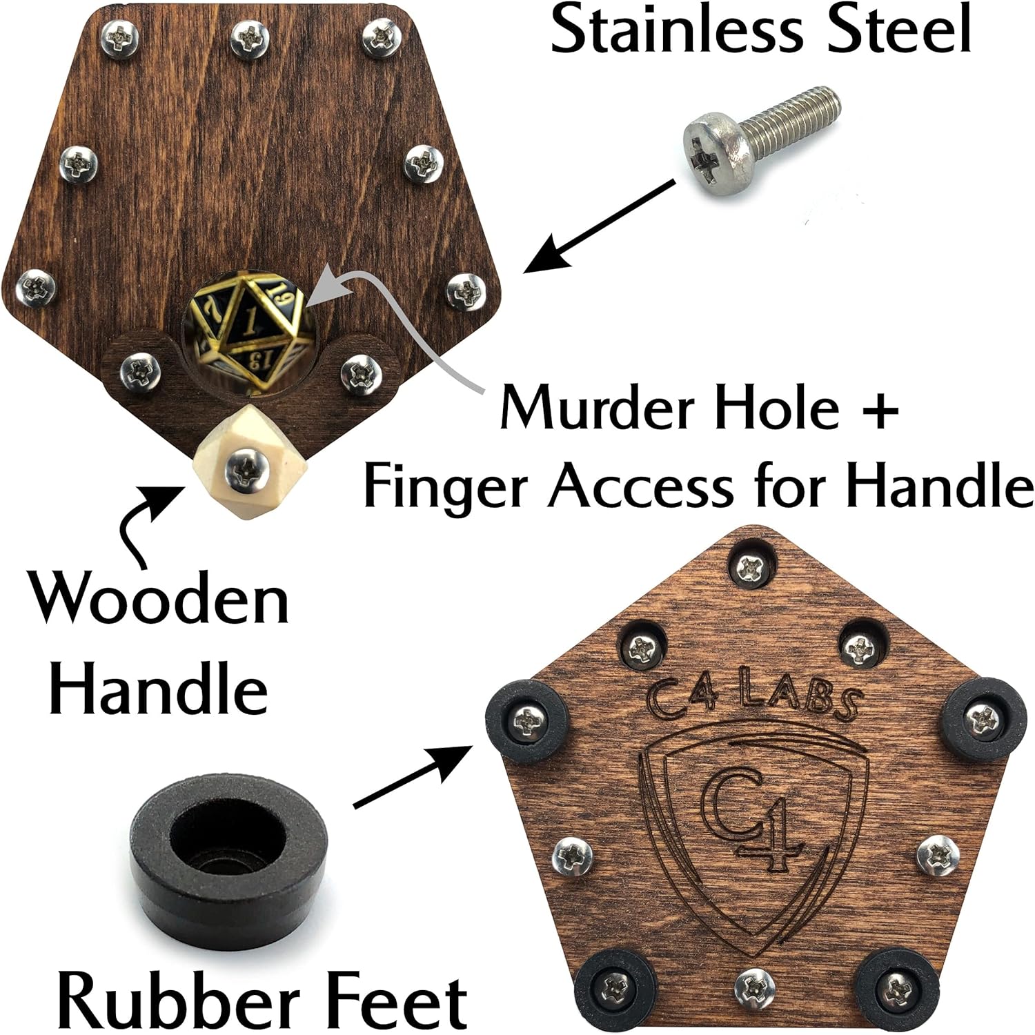 C4Labs DnD Dice Jail | Metal Bars | Cage for Bad Dice | Prison | Walnut