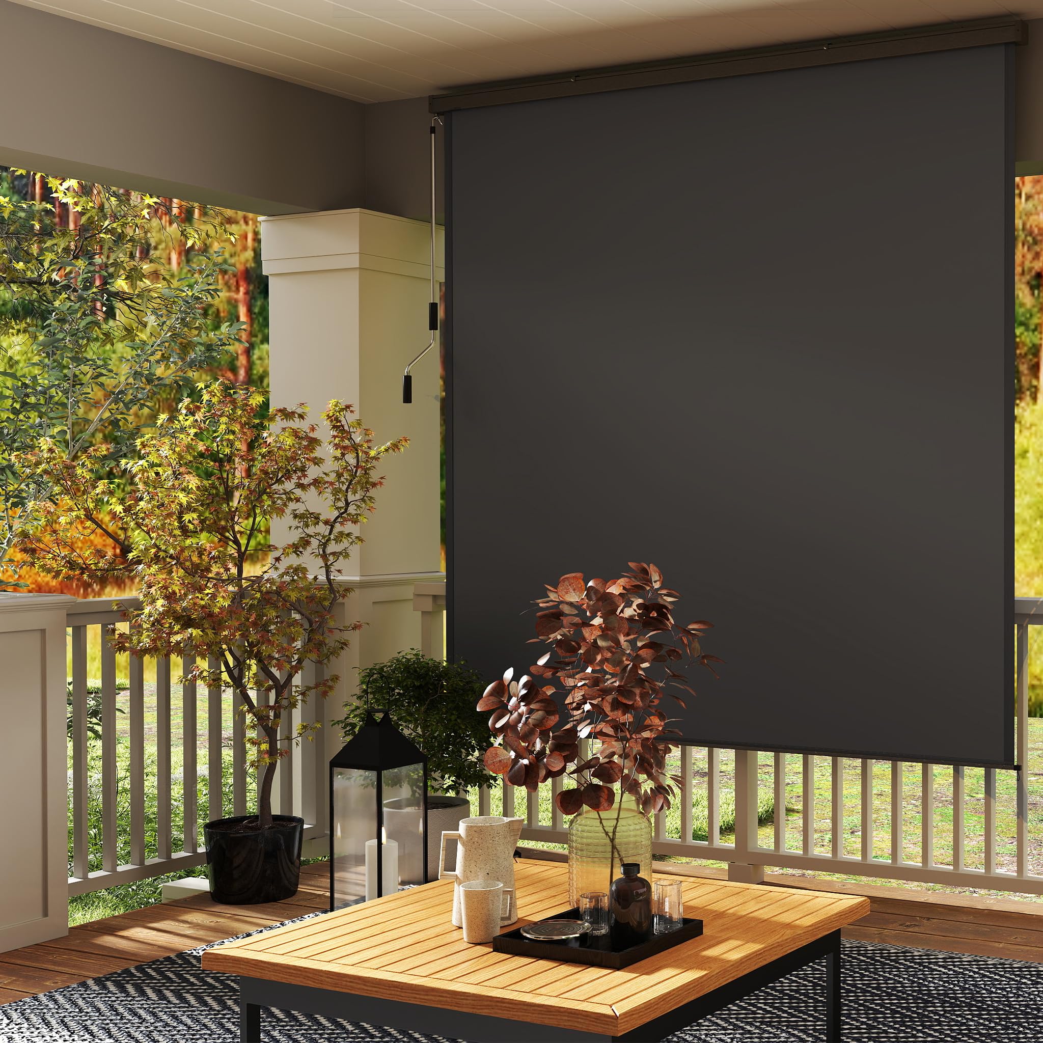 LZQ Store vertical 180 x 250 cm – Store extérieur résistant aux intempéries avec manivelle – Brise-vue et protection solaire – Convient pour terrasse, jardin et fenêtre – Store vertical robuste