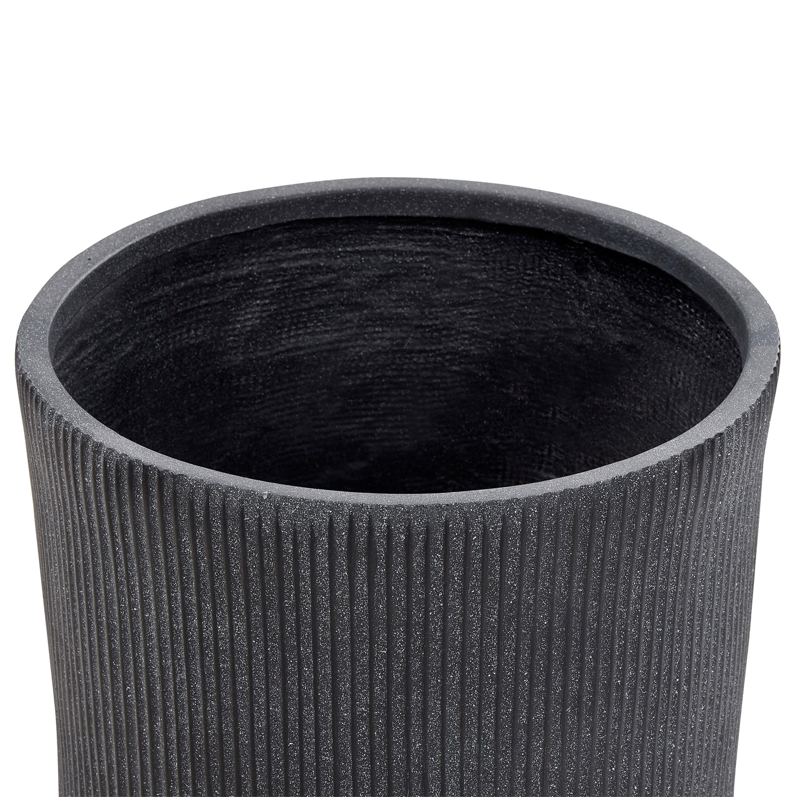 Blumentopf Ton und Glasfaser grau rund 45 x 45 x 45 cm mit Rillen modern Oreoi
