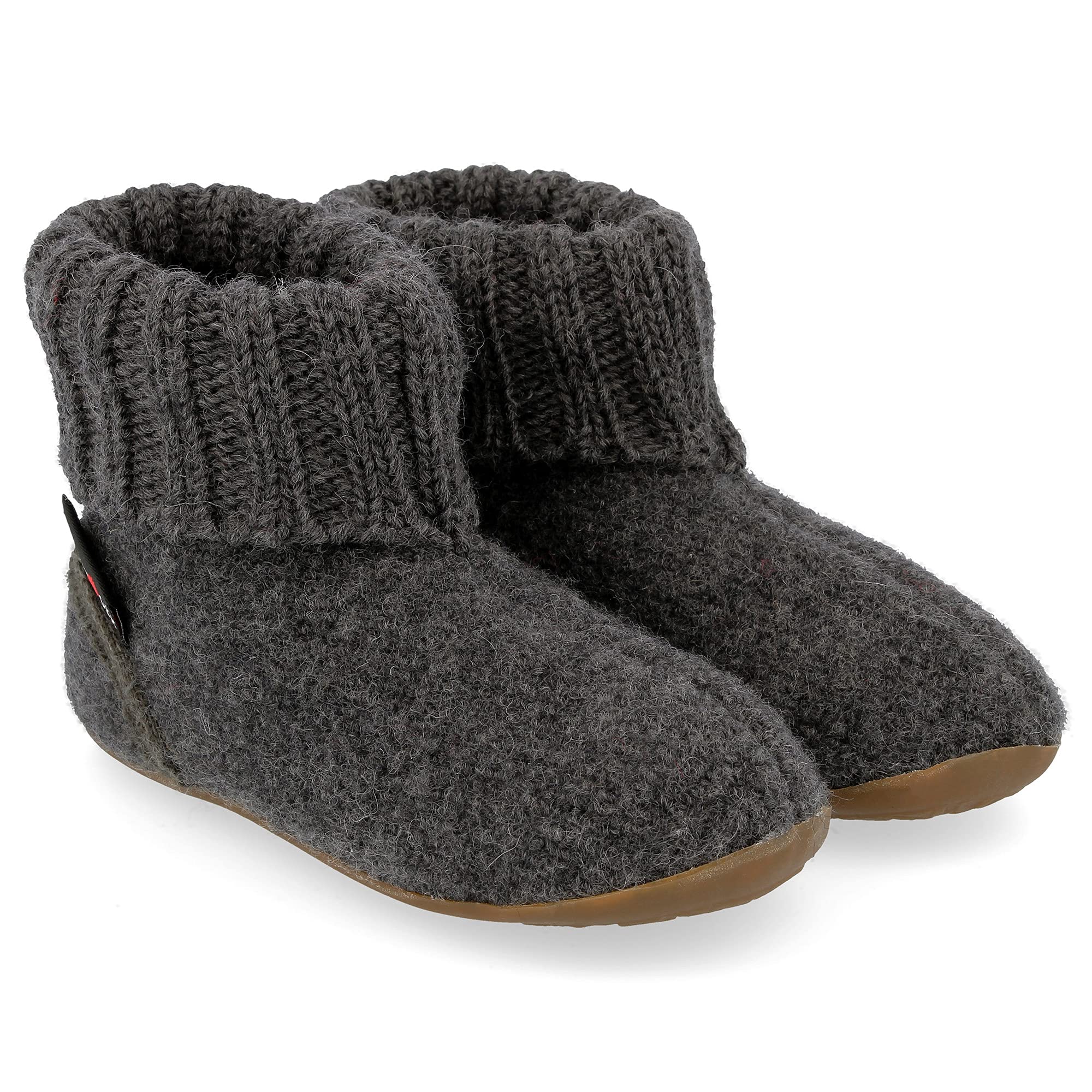 HAFLINGER Everest Karlo Hüttenschuhe mit TPR-Gummisohle und Kragen