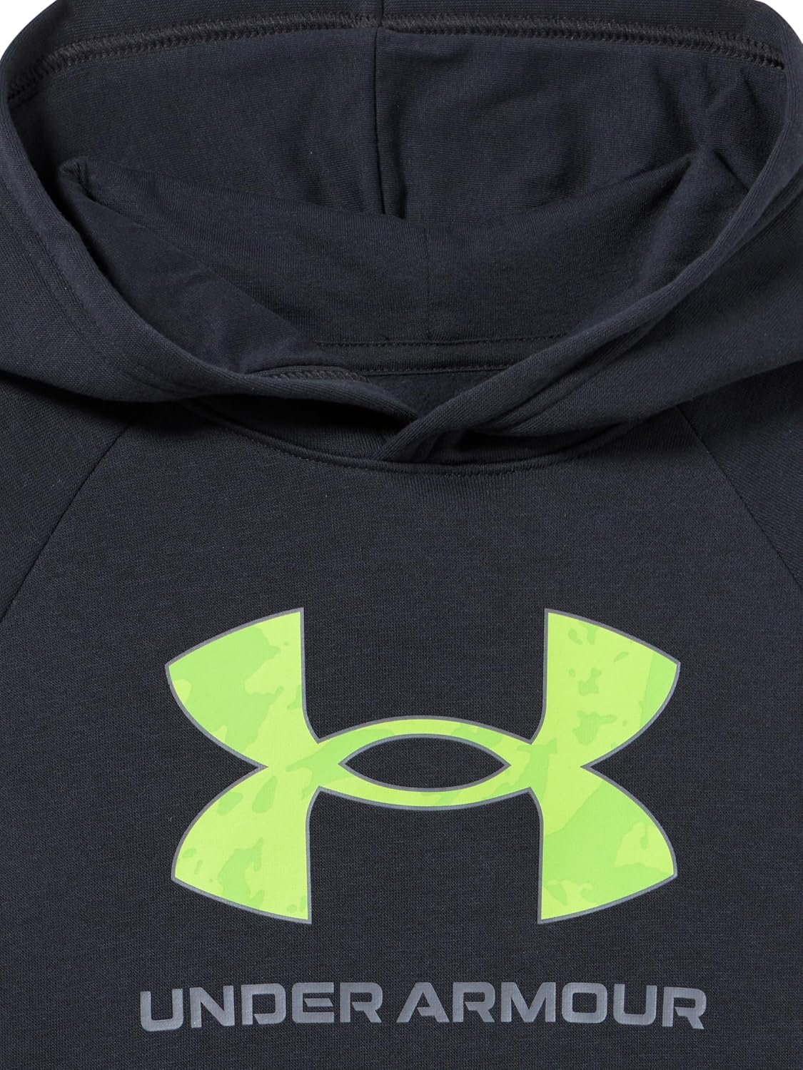 Under Armour Boys' Rival Fleece Big Logo Print Fill Hoodie, (002) Black / / White, X-Large - Image 2