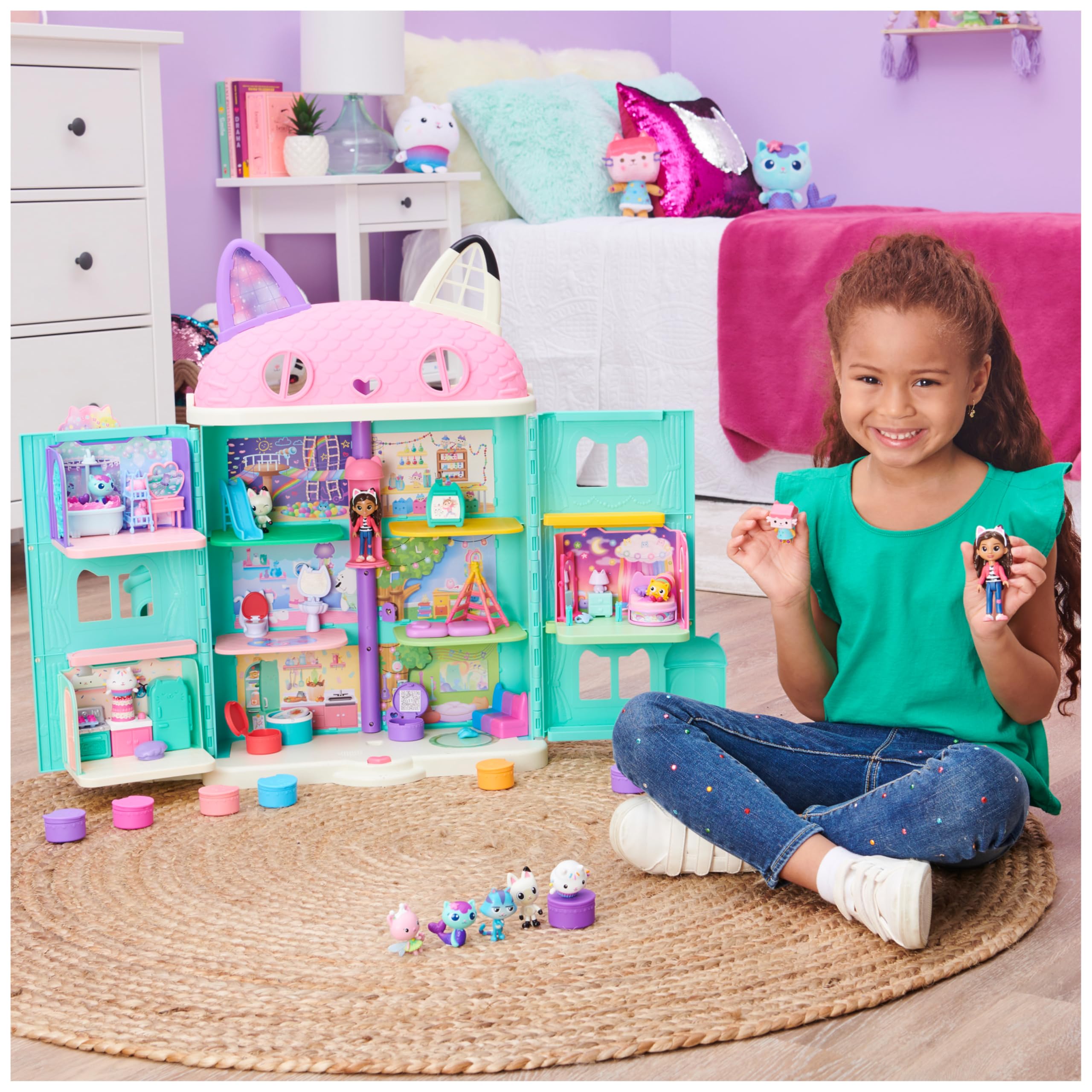 Gabby et la Maison Magique - Gabby Dollhouse - Coffret Cadeau Figurines - 7 Figurines Et 1 Accessoire Surprise - Dessin Animé Jouet Maison De Poupée - Jouet Enfant 3 Ans Et +