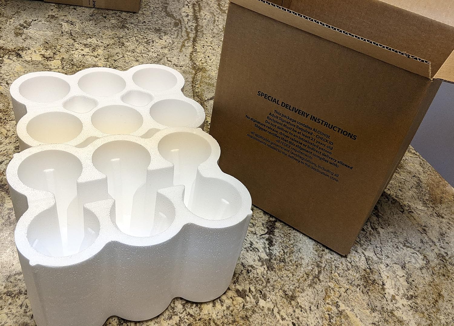 Wine Shipping Box & Styrofoam Inserts 750ml, 6 Bottles