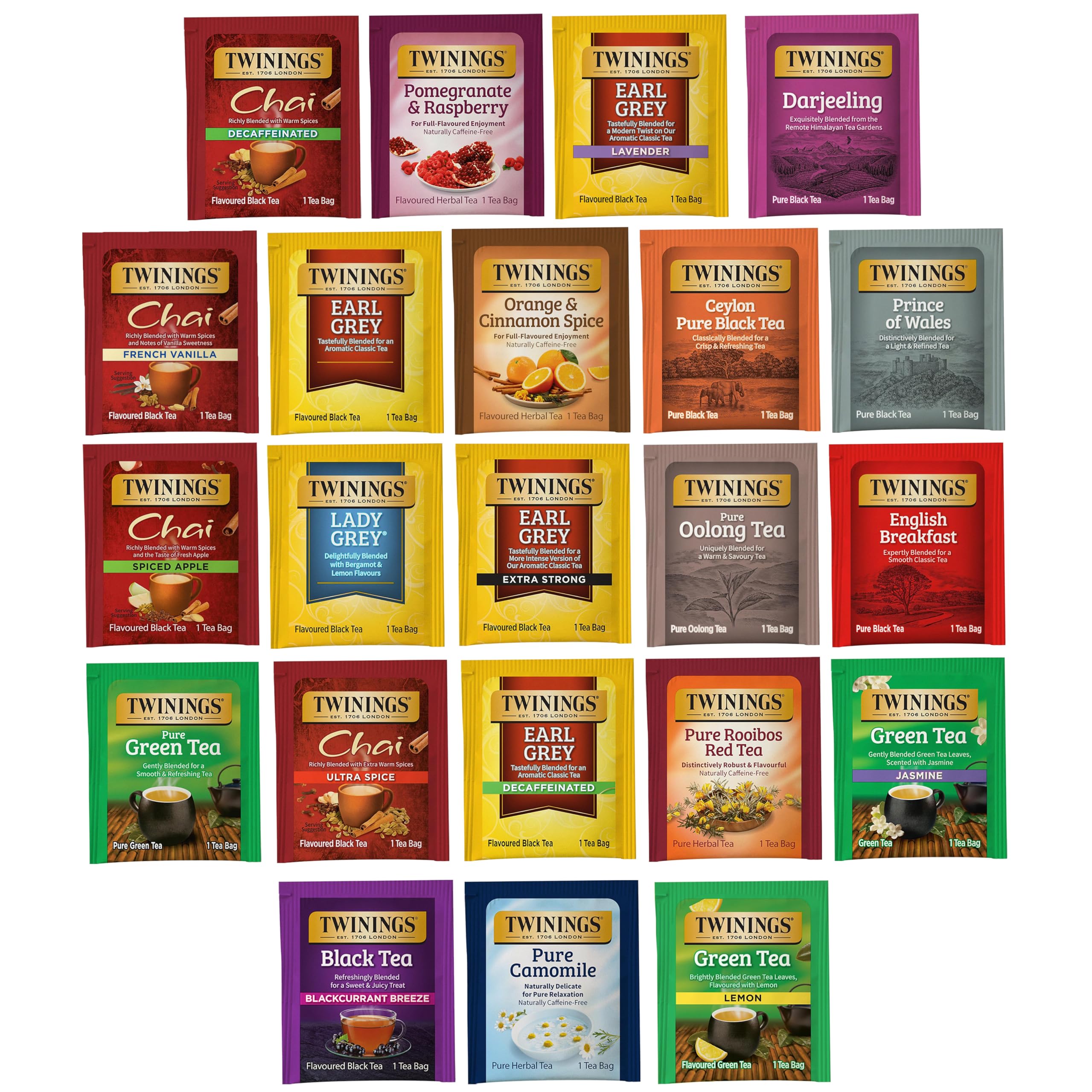 Twinings Tea Bag Sampler Assortment in Giftable Box, Variety Pack (22 Count), 22 Unique Flavors for Tea Lovers: Women, Men, Couples, Family, Friends, Coworkers