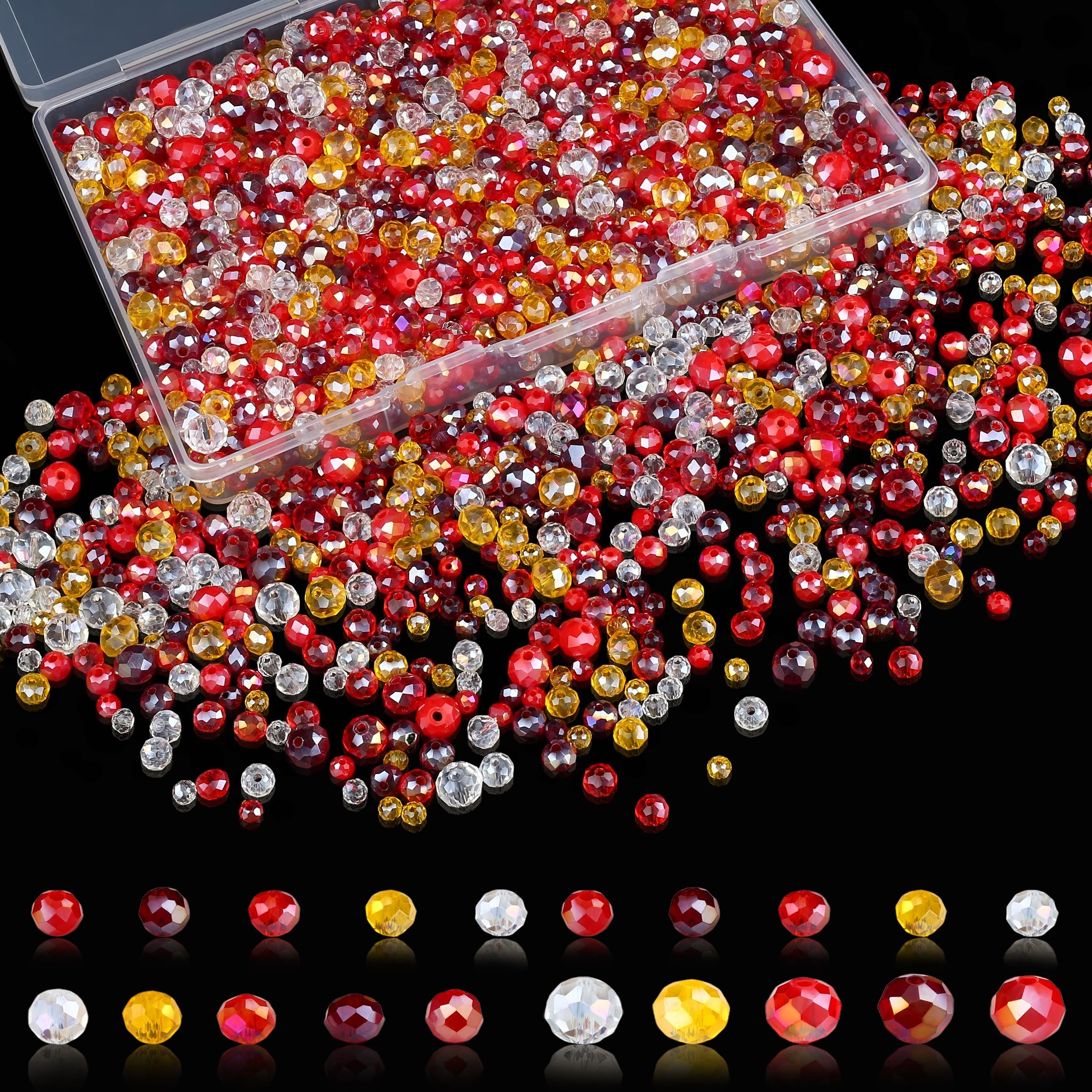Sahoottie 1100PCS Red Crystal Glass Beads for Jewellery Making