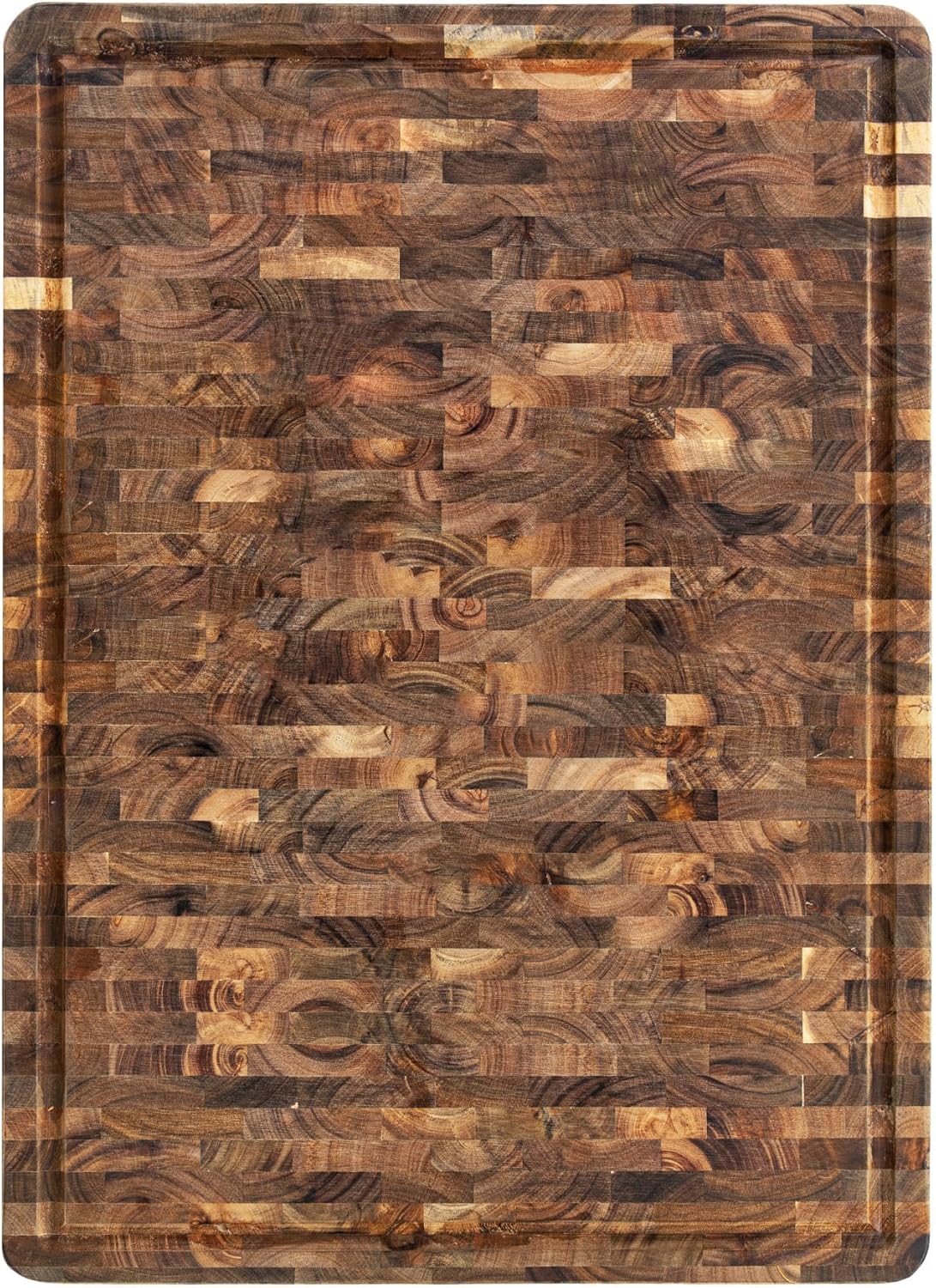 Acacia Wood Cutting Board Large (22"x16") for Kitchen Extra-Large Single-Sided Wooden Chopping Board End Grain Serving Tray for Meat, BBQ, Vegetables & Cheese 22"L x 17"W
