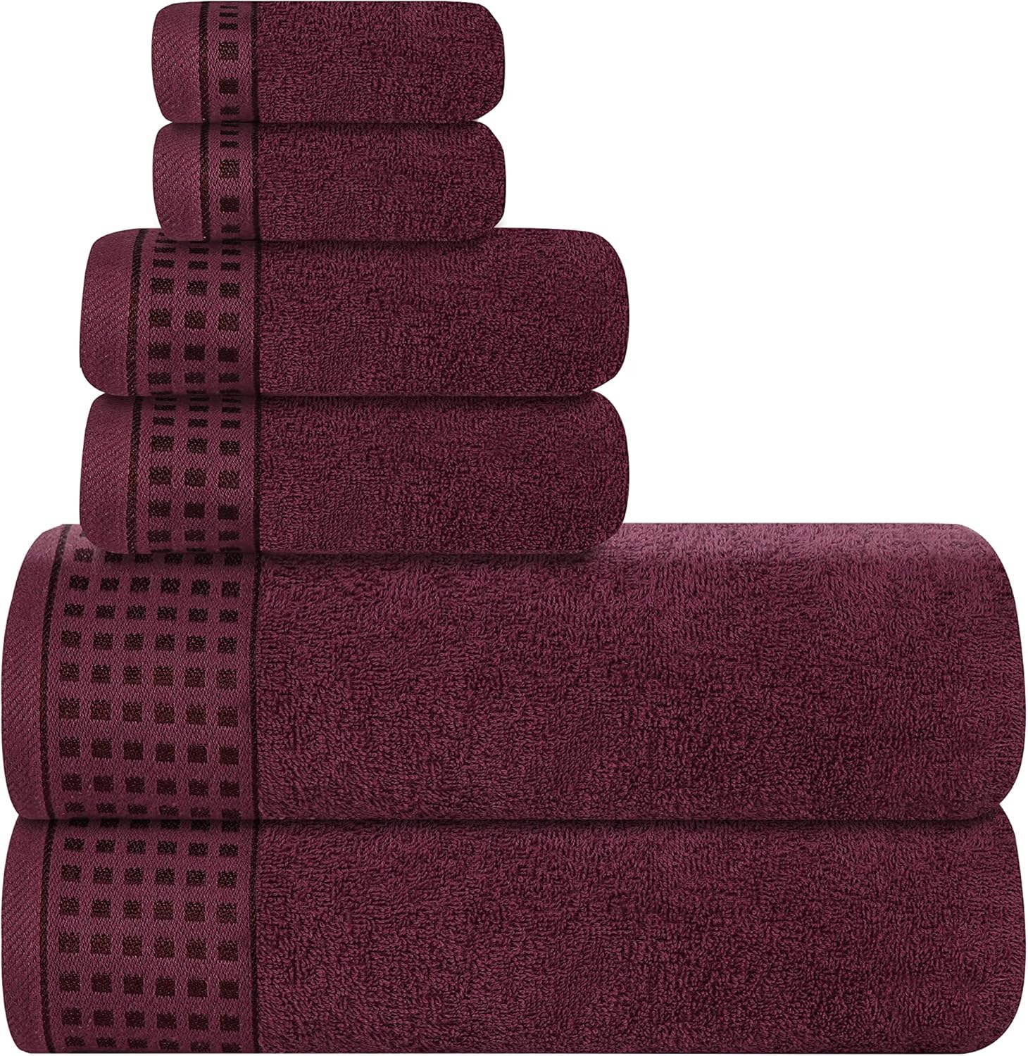 GLAMBURG Ultra Soft 6 Pack Cotton Towel Set, Includes 2 Oversized Bath