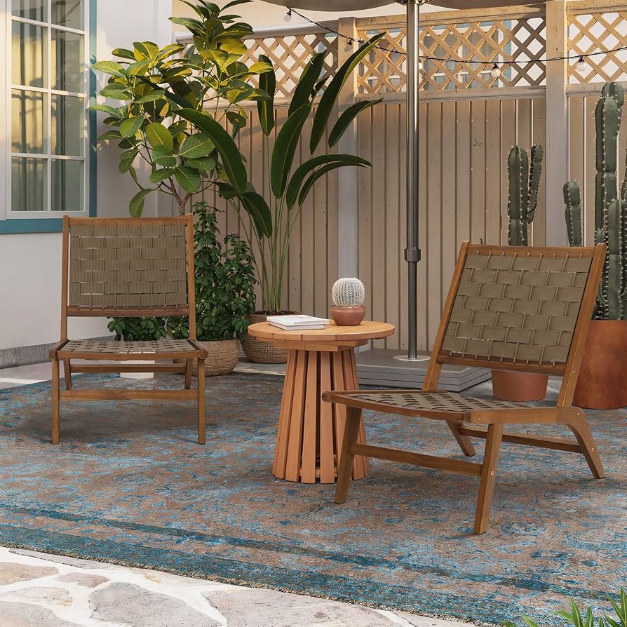 Amazon.com: LuxenHome Outdoor Patio Chair, Acacia Wood Woven