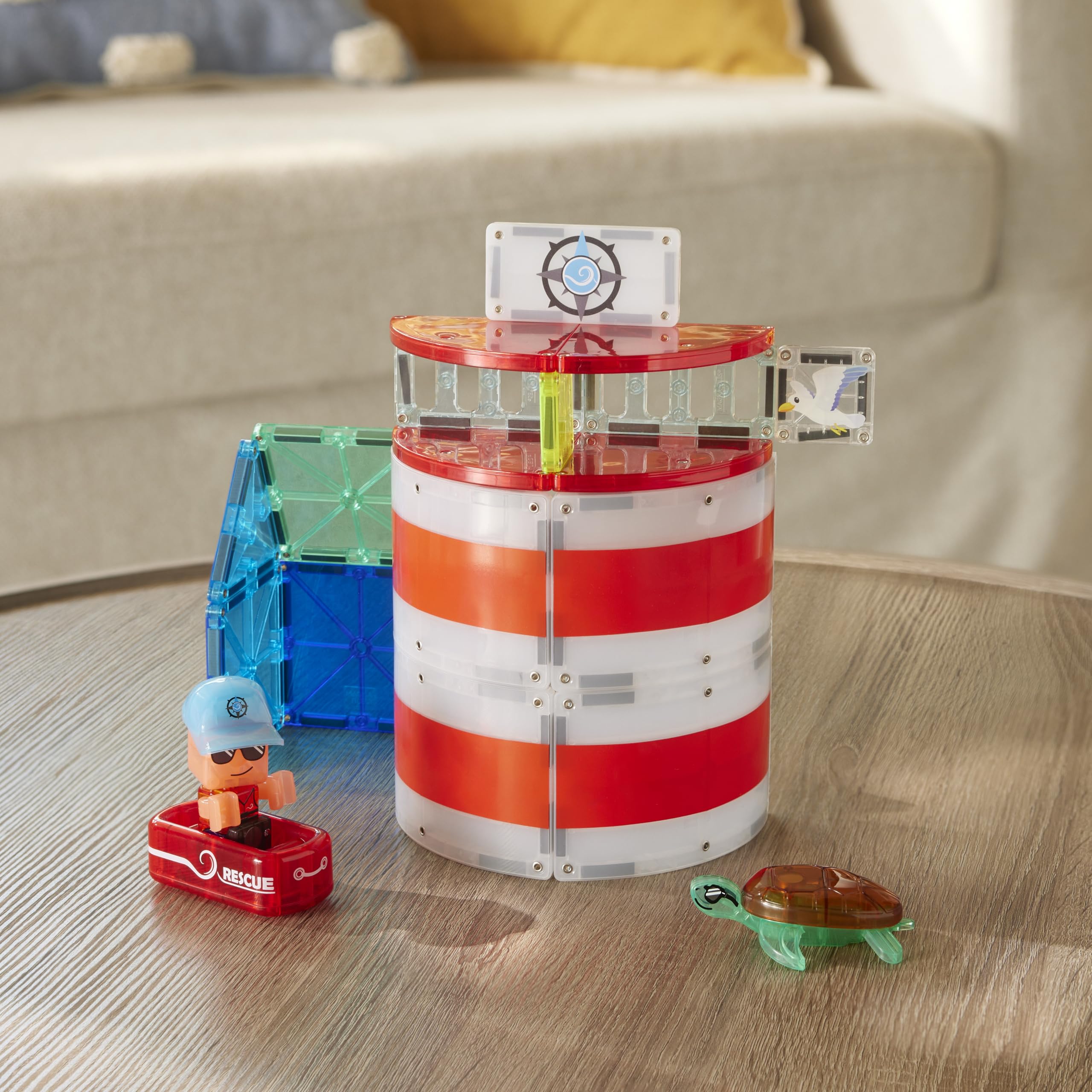 Magna-Tiles Lighthouse Rescue 26-częściowy magnetyczny zestaw konstrukcyjny, oryginalna marka magnetyczna