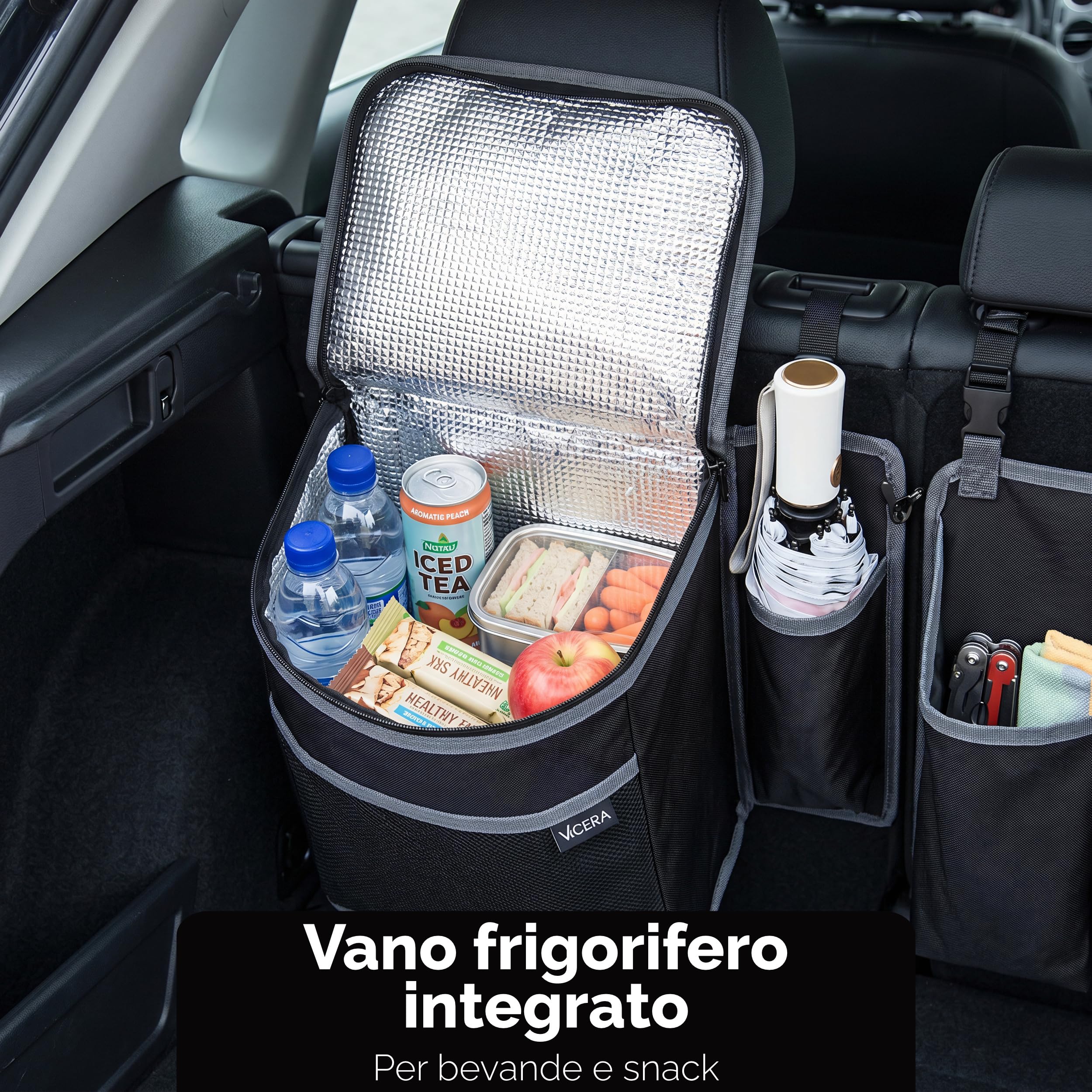 Vicera Organizer per bagagliaio con velcro – Grande tasca per bagagliaio Auto Organizer per SUV, station wagon, autobus, furgoni, auto grandi con moduli divisibili - Organizer per bagagliaio auto con