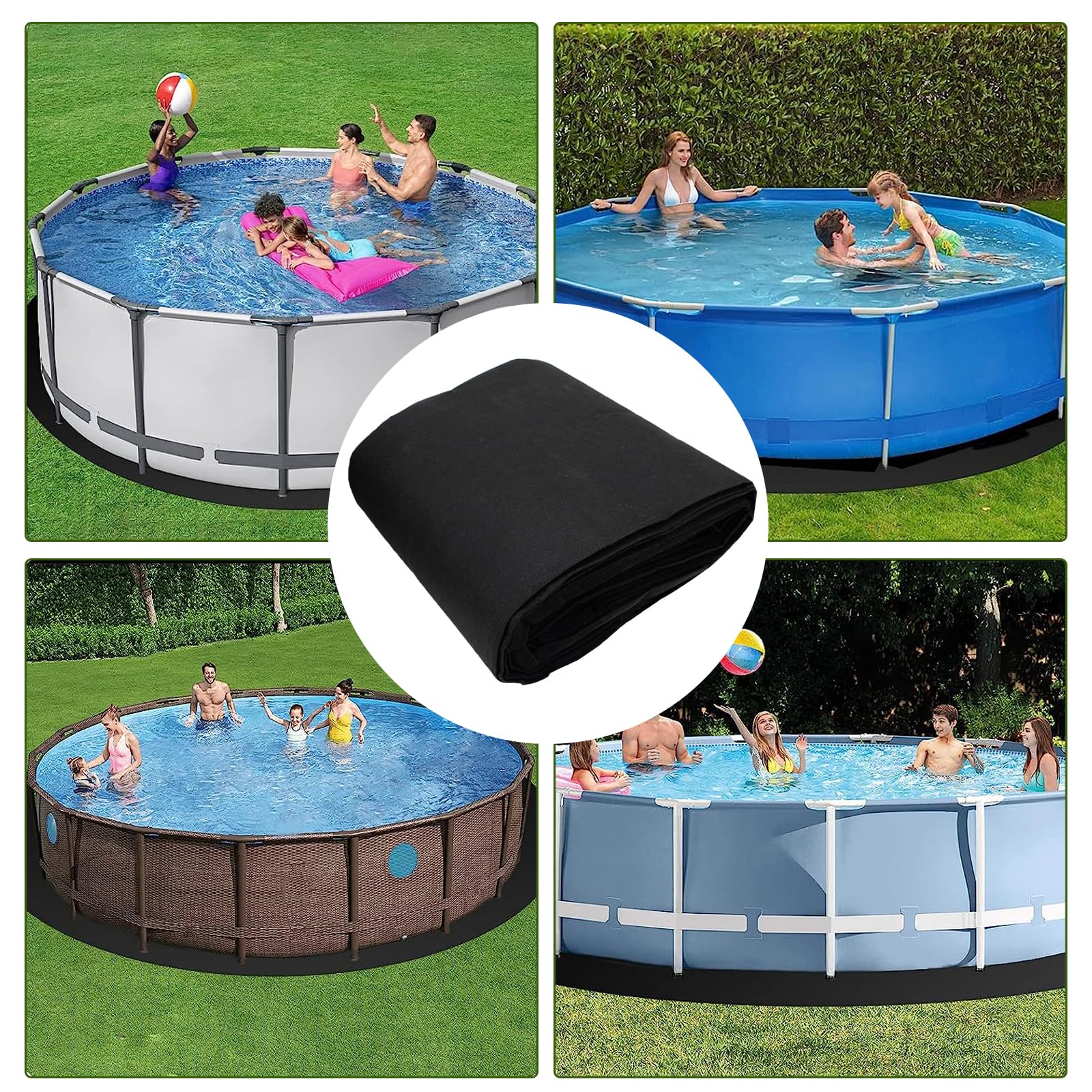 PoolUnterlage Pool Unterlage Rund 400 cm Outdoor, Pool Bodenmatte, Whirlpool Unterlage, Bodenschutzmatte, Whirlpool Matte, Poolfolie Poolmatten Schutzboden