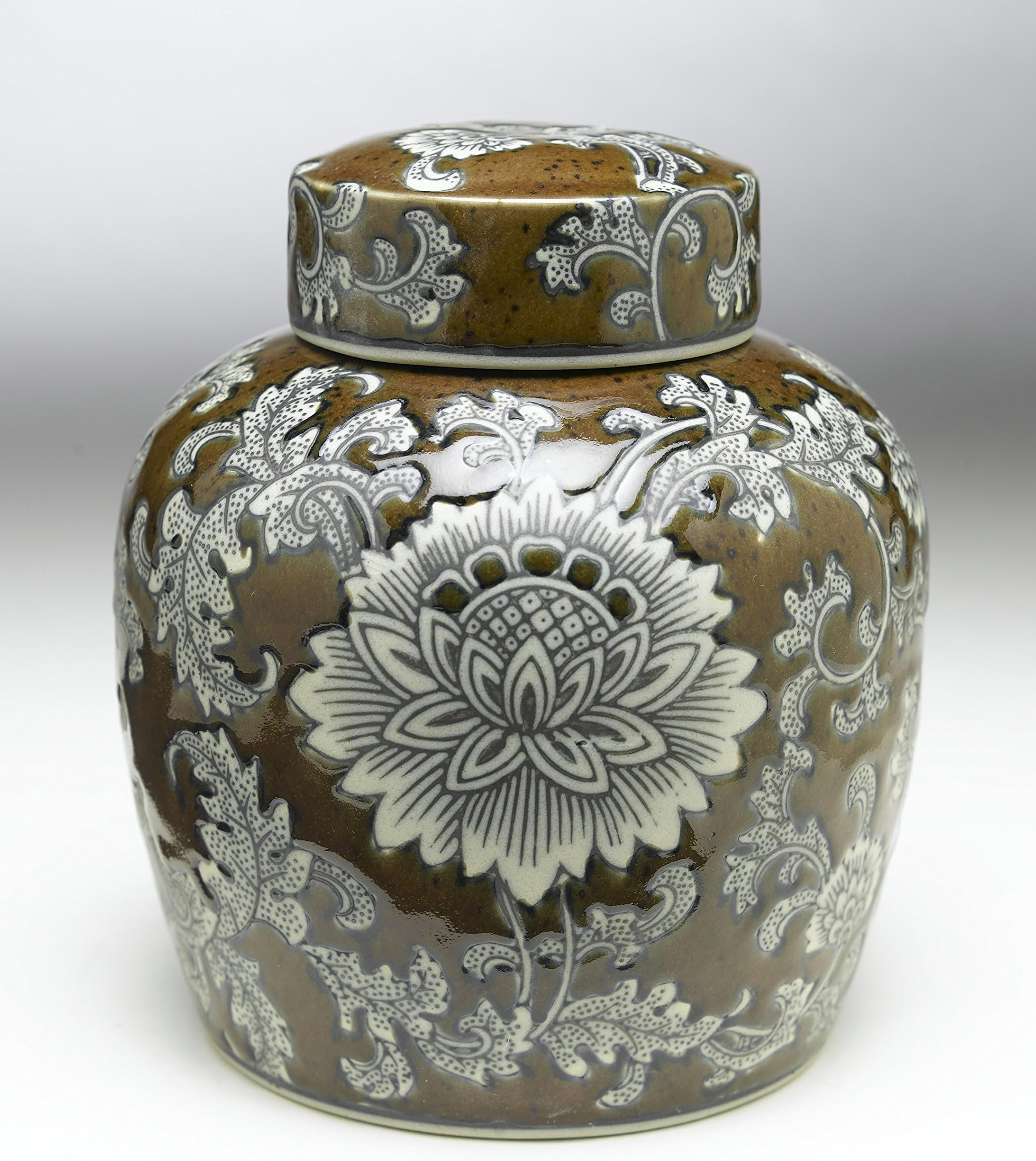 AA Importing 59750 9 Inch Brown & Grey Ginger Jar