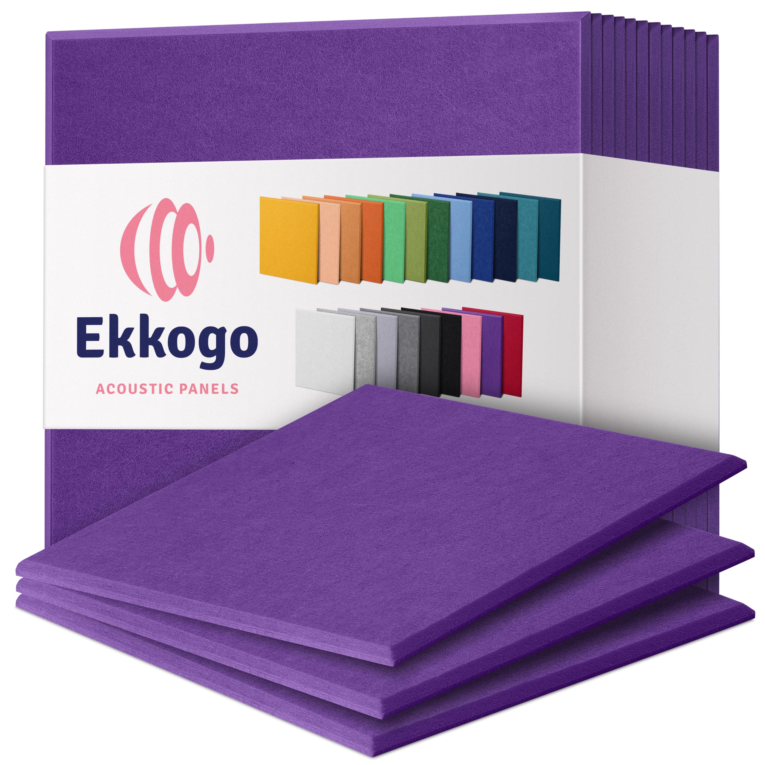 Acoustic Panels 12-Pack Soundproof Wall Panels 12"X12"X0.4" Sound Panels High Density Sound Dampening Panels - [Midnight Purple Square]