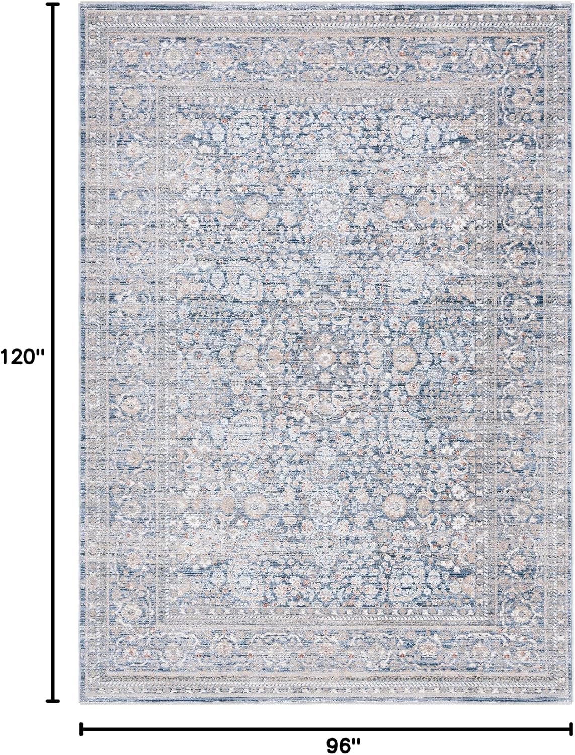 SAFAVIEH Area Rug 8x10 - Harlow Collection - Large - Ivory Blue & Grey, Traditional Design, Ideal for Living Room, Bedroom, Office, Dining Space (HAR163M)