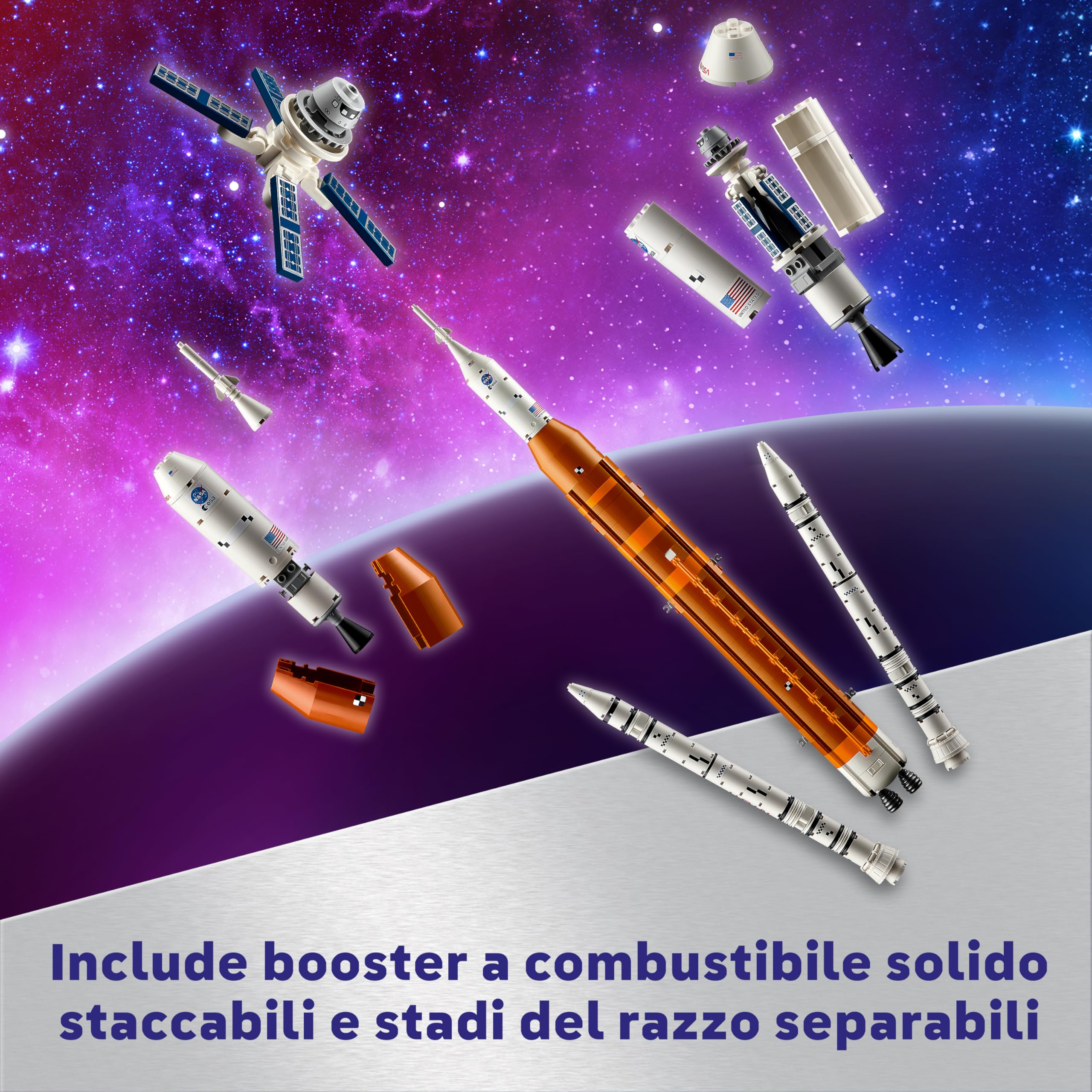 LEGO Icons Sistema di Lancio Spaziale NASA Artemis, Modellino da Costruire di Razzo con Stadi Separabili, Torre di Lancio e Modulo Orion, Idea Regalo da Collezione per Adulti a Tema Spazio 10341