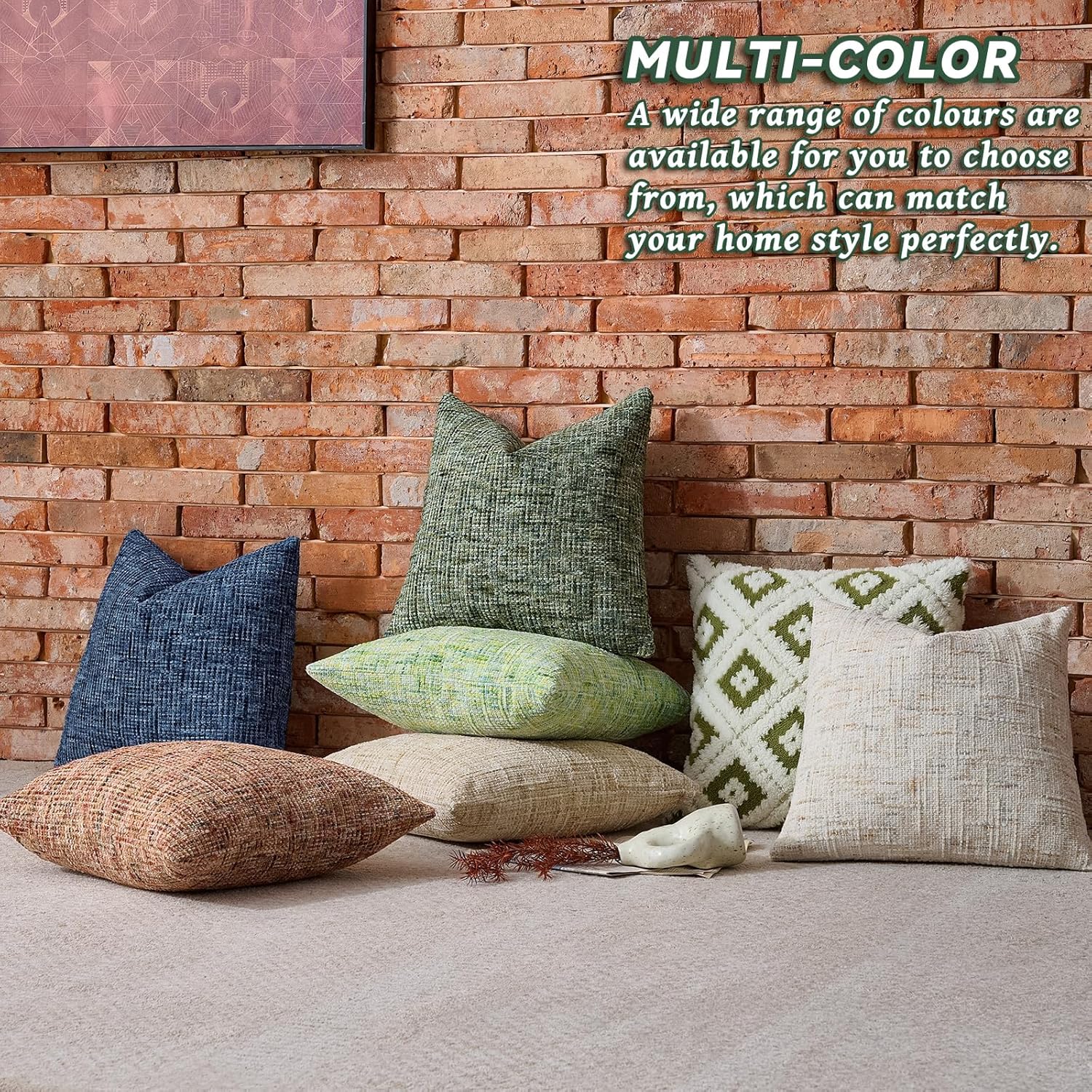 AmHoo Pack of 2 Chenille Textured Throw Pillow Cover, 500GSM Boho Farmhouse Decorative Couch Pillow Covers for Modern Home Decor Bed Sofa Living Room 18 x 18-Inch Baked Clay