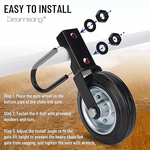 Miniatura 3 de Dreamxiang Rueda de puerta de granja resistente de 6 pulgadas, negro, paquete de 1