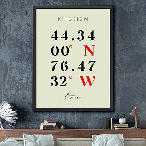 Miniatura 2 de Mapa de Kingston, Ontario, Coordenadas Multilíneas de Colores (8x10)