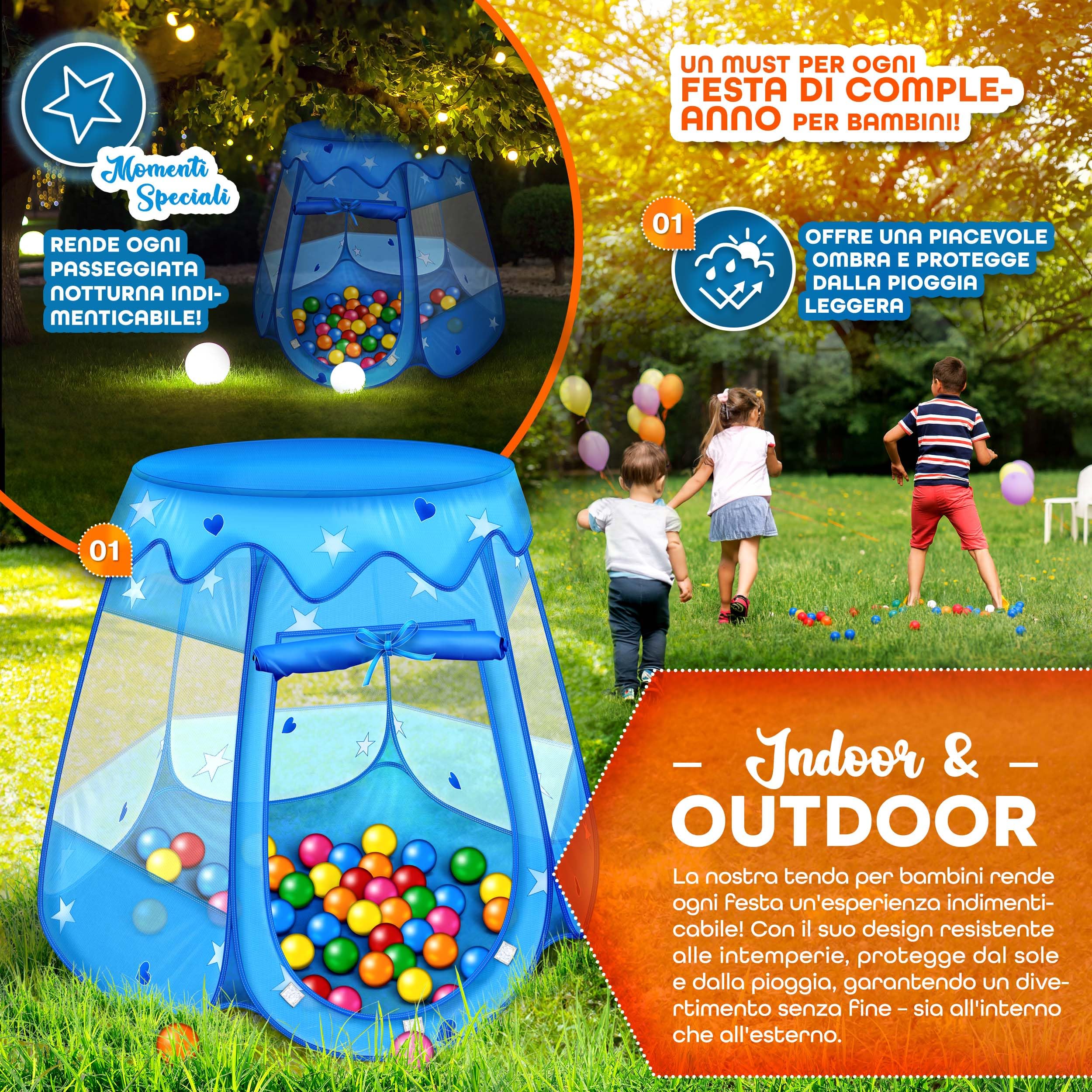 KIDUKU Tenda da gioco per bambini pop up 100 palline borsa Blu