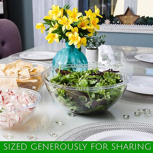 Miniatura 3 de PLASTICPRO - Cuencos desechables de 150 onzas de plástico transparente y cristalino, redondos, para servir aperitivos o chips, recipiente para