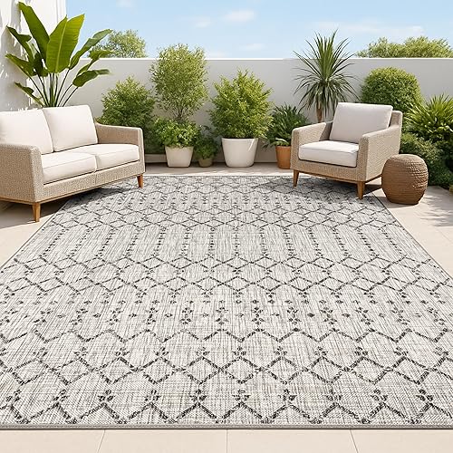 Miniatura 33 de JONATHAN Y Alfombra de área geométrica marroquí para interiores y exteriores 3X5 natural/negro, Ourika tejido texturizado para patio trasero, patio
