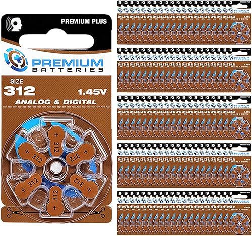 Miniatura 21 de Premium Batteries Tamaño 312, ZA312, PR41, P312 1.45V Zinc Air Baterías para audífonos con pestaña marrón (180 baterías)