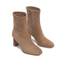 Ankle Boots For Women Square toe Short Booties Chunky Heel Booties Dress Fall Boots Side Zip Low Heel