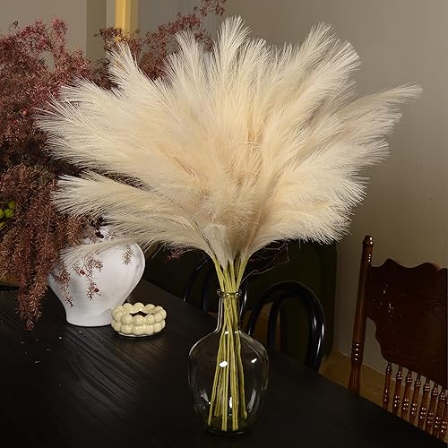 Miniatura 5 de PERFNIQUE Decoración de hierba de las pampas alta, 9 pompas, hierba de pampa sintética grande, 38 pulgadas de alto para jarrón de suelo, plumas para
