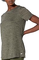 Vista 42 de Yaxa Essentials Camiseta de manga corta con cuello redondo para mujer, de secado rápido, para entrenamiento, gimnasio, paquete múltiple Tinte