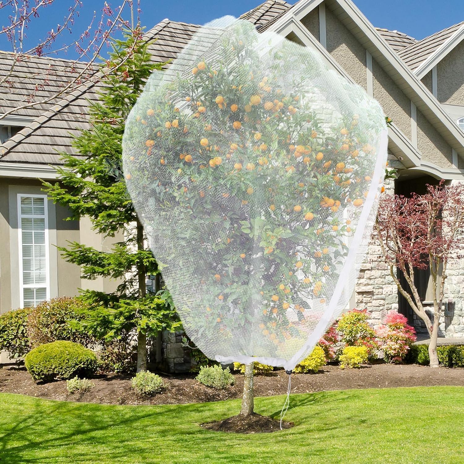 2PCS Large Fruit Tree Netting with Drawstring and Zipper,8 * 8FT Garden Netting for Garden Protection,Insect Bird Netting for Fruit Trees,Protection from Anti Birds,Bugs,Cicadas (10 * 10FT(1PCS))