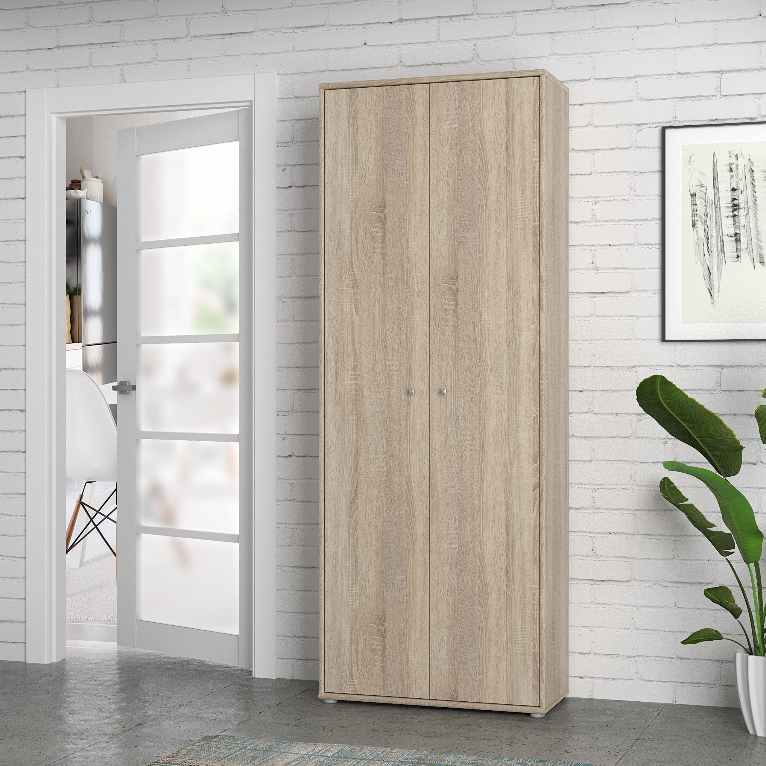 FORTE TEMPRA 2 Schrank mit 2 Türen, Holzwerkstoff, Sonoma Eiche, 73.7 x 197.5 x 34.8 cm