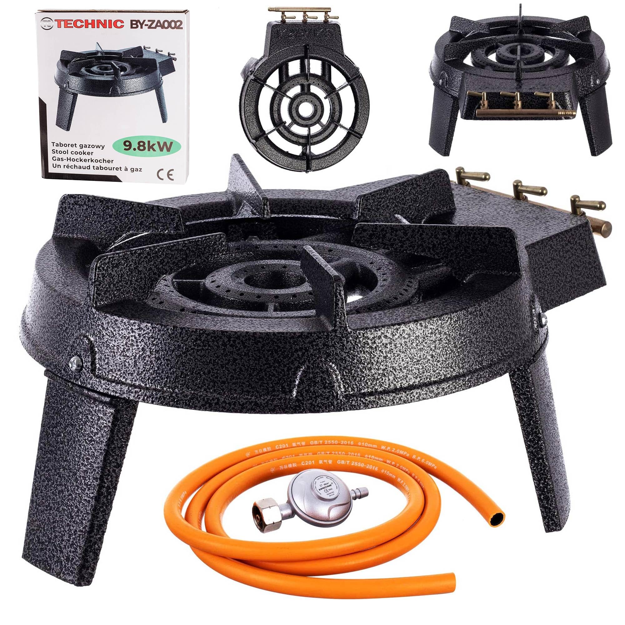 TC TECHNIC Un réchaud tabouret à gaz 9,8kW Propane construction en fonte Réchaud de camping