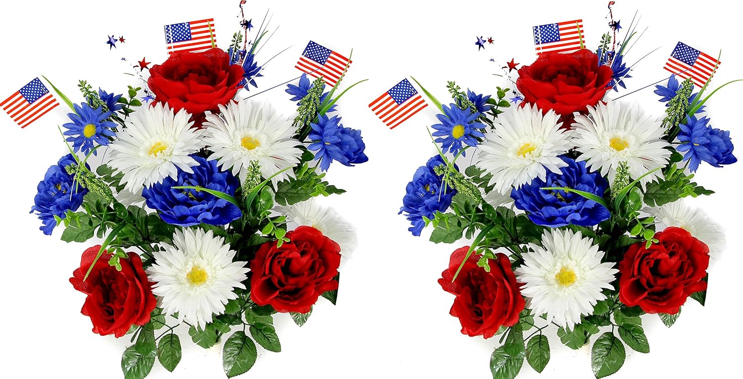 Admired By Nature GPB293-RD/WT/BL Artificial Full Blooming Flowers, Medium, 6. ABN_RD/WT/BL_Rose, 12 Count : Everything Else