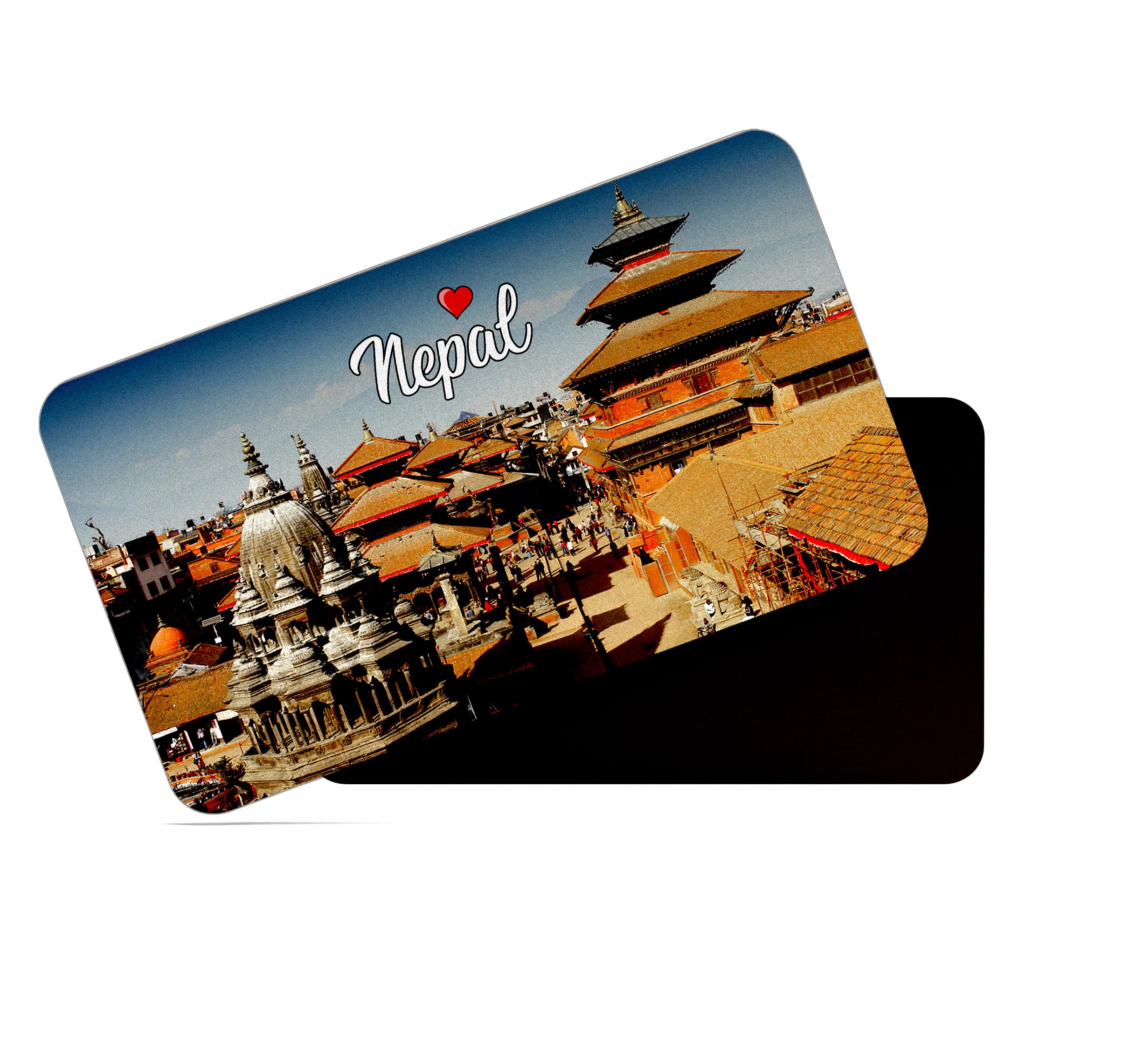 dhcrafts Rectangular Rubber Fridge Magnet/Magnetic Card Multicolor Nepal Design Pack of 1 (8.6cm x 5.4cm)