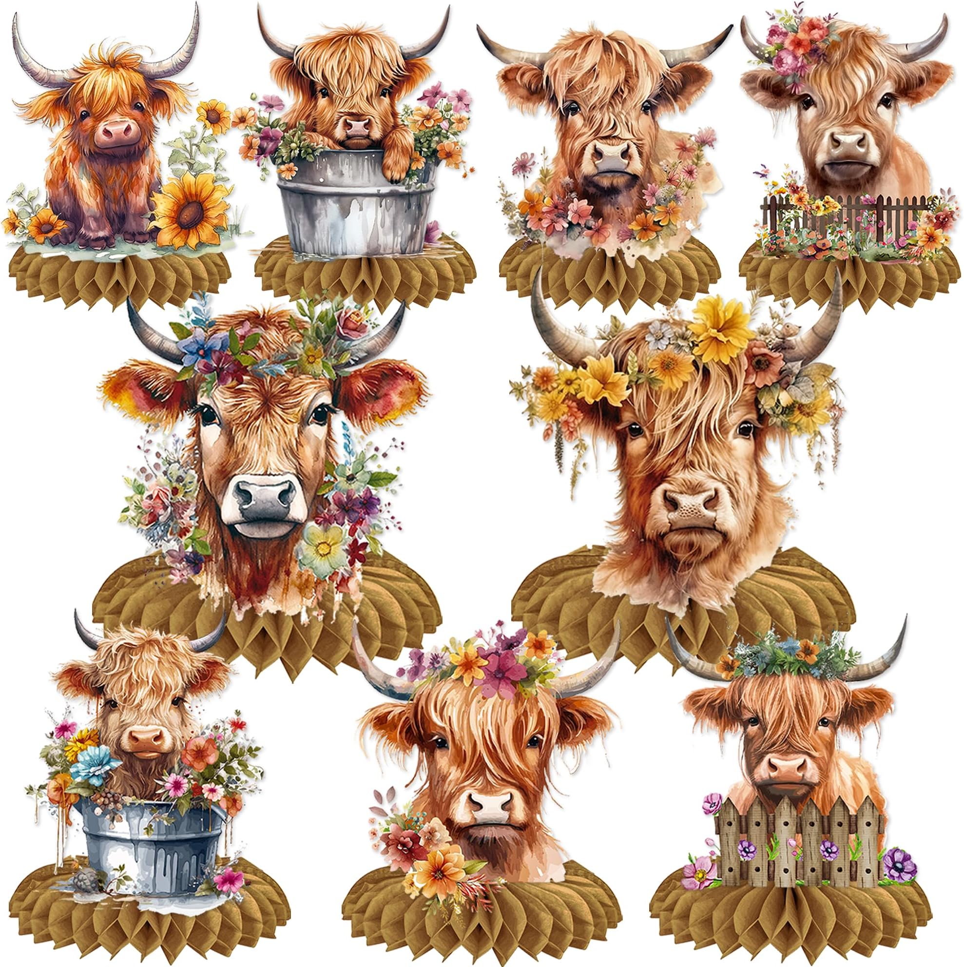 Highland Cow Honeycomb Centerpiece Highland Cow Birthday Party Decorations for for Kids Western Theme Cowboy Birthday Party Baby Shower Supplies