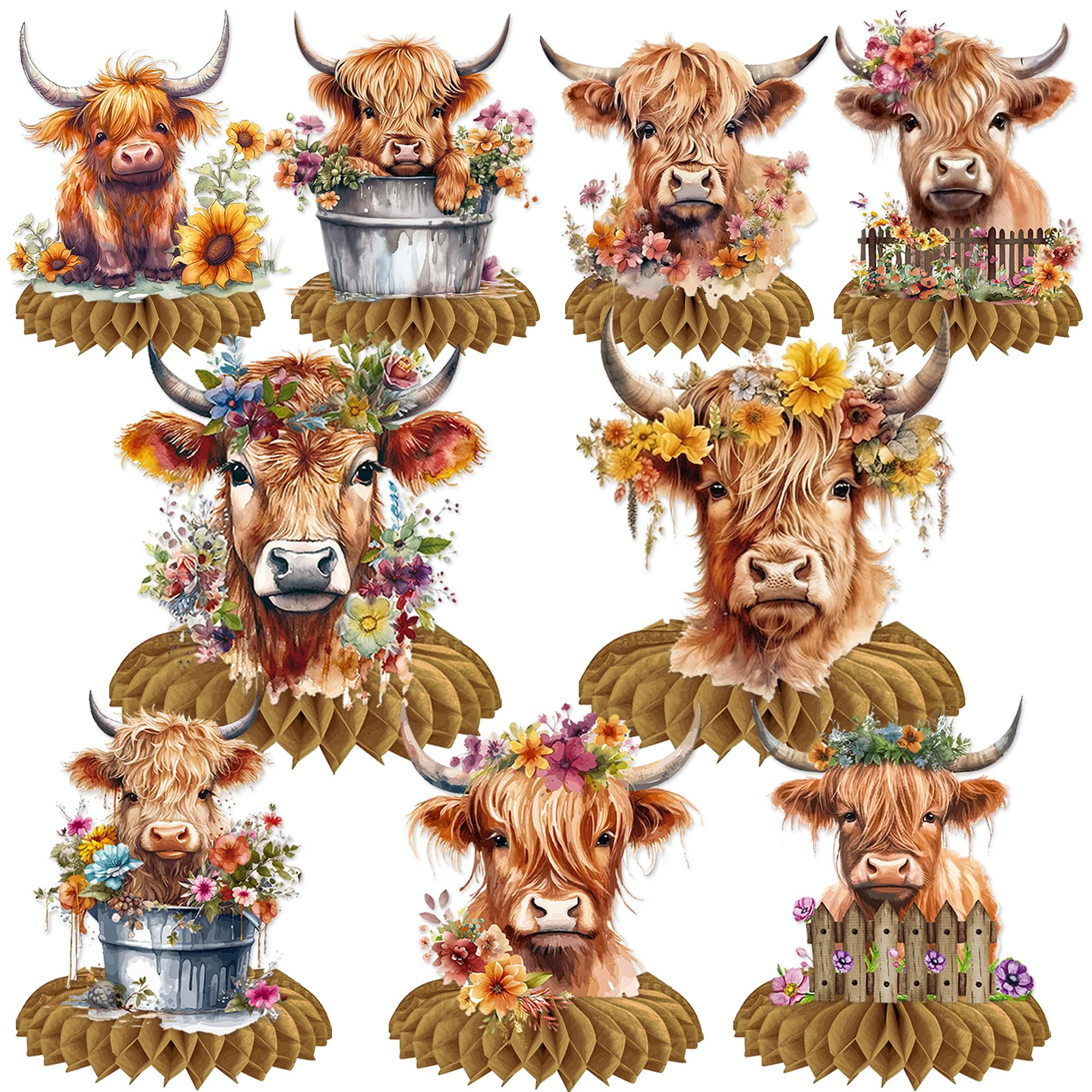 Highland Cow Honeycomb Centerpiece Highland Cow Birthday Party Decorations for for Kids Western Theme Cowboy Birthday Party Baby Shower Supplies