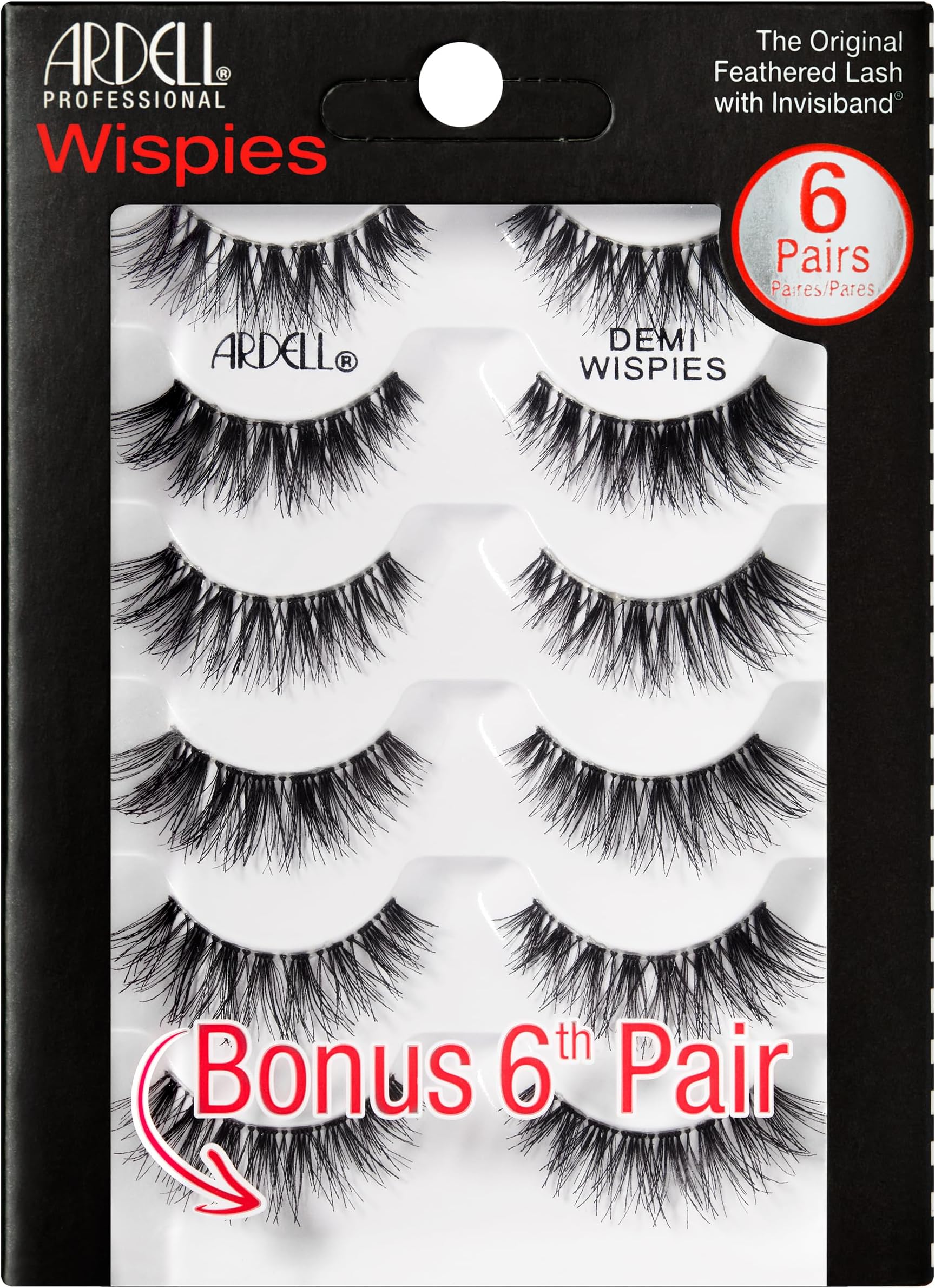 Ardell False Eyelashes Demi Wispies | 6-Pair Multipack | Natural-Looking Wispy Effect | Medium Volume & Length | Comfortable Invisiband | Vegan-Friendly & Cruelty-Free | Pack of 6