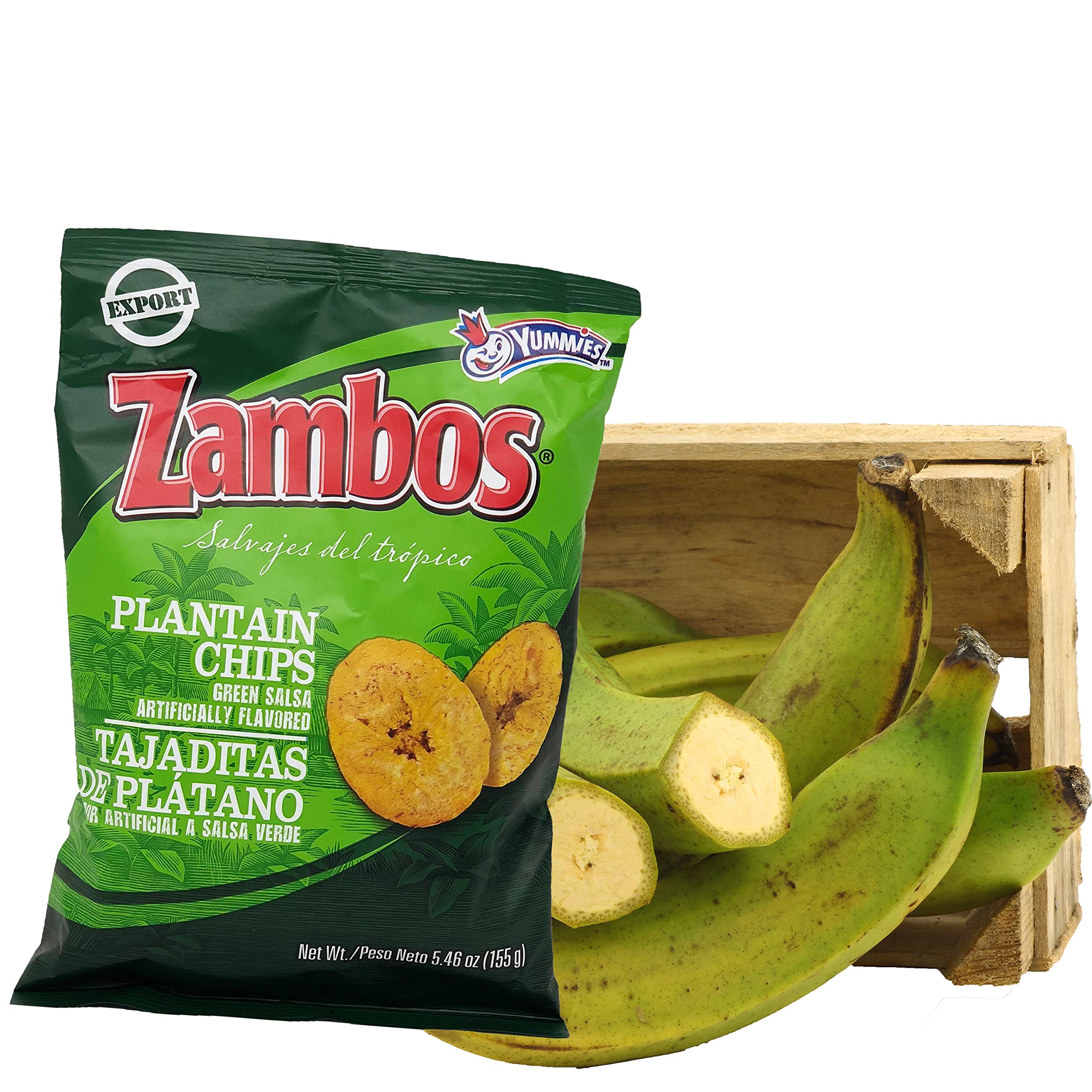 Zambos Plantain Chips Salsa Verde, Crunchy Premium Plantain Chips
