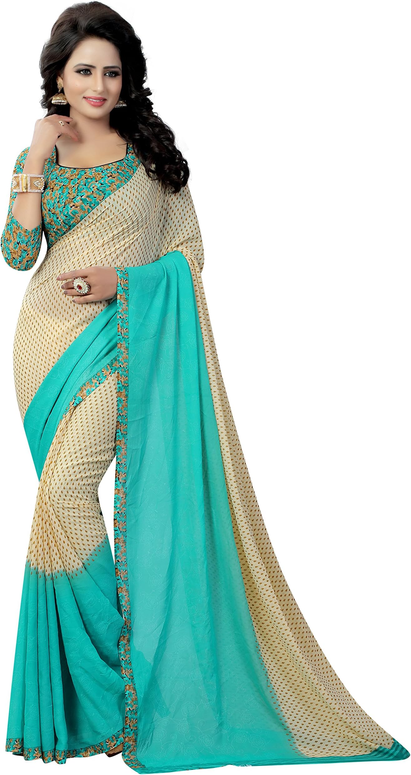Kanchan Women's Venkatgiri Crepe & Georgette Saree With Blouse Piece