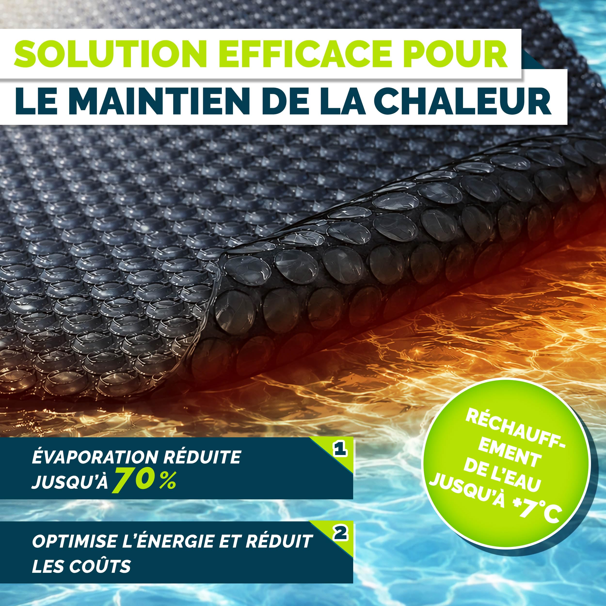 tillvex Bâche à Bulles pour Piscine | Bâche de Protection Solaire de 120 µm d'épaisseur | Découpe individuelle | Chauffage de Piscine pour Eau Chaude (Noir, 366 cm (Ronde))