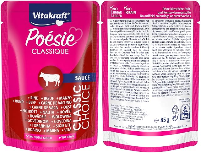 Foto 6 de 8 de Vitakraft Poésie Classique, comida húmeda para gatos, comida húmeda para gatos en salsa, con pollo, con pavo